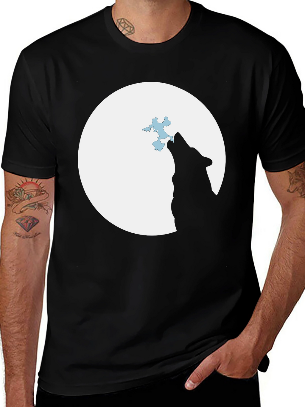 Wolf Moon T-Shirt - Black Graphic Tee