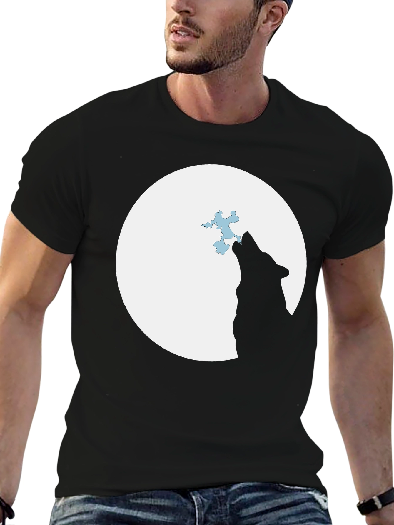 Wolf Moon T-Shirt - Black Graphic Tee
