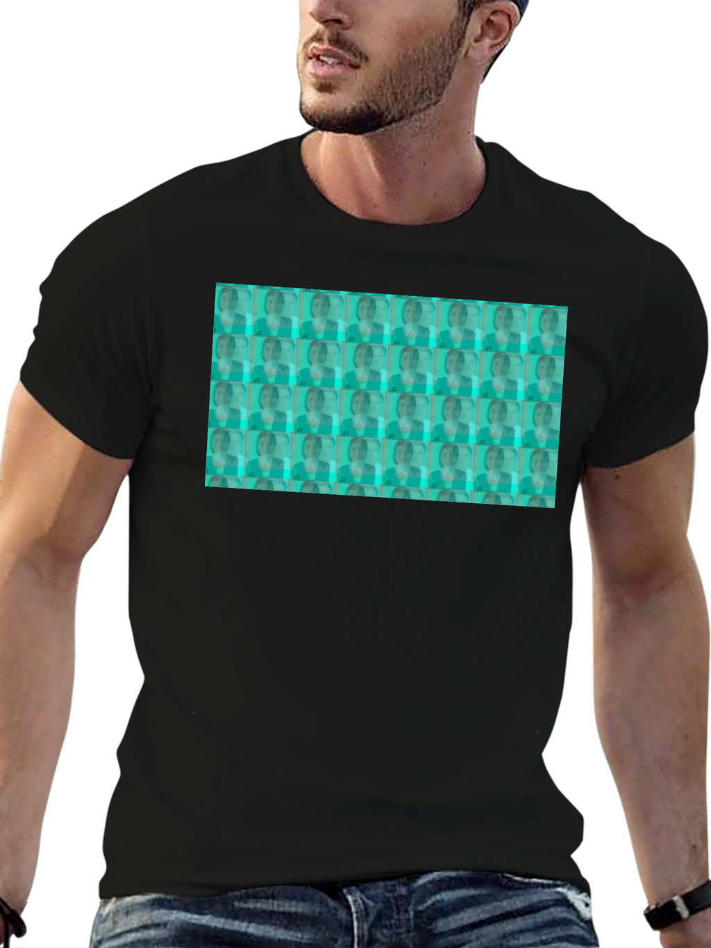 Patterned Graphic T-Shirt - Black