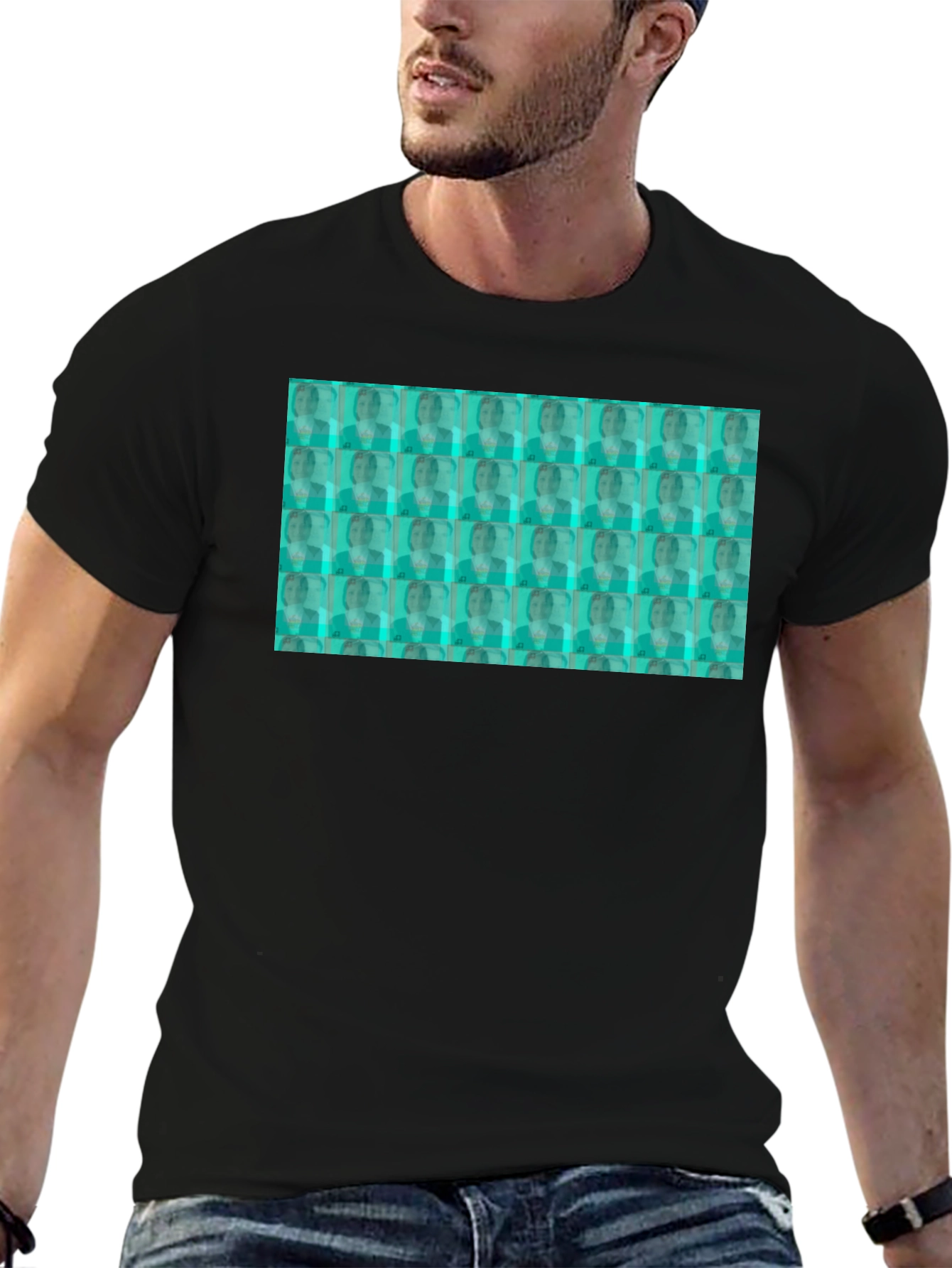 Patterned Graphic T-Shirt - Black