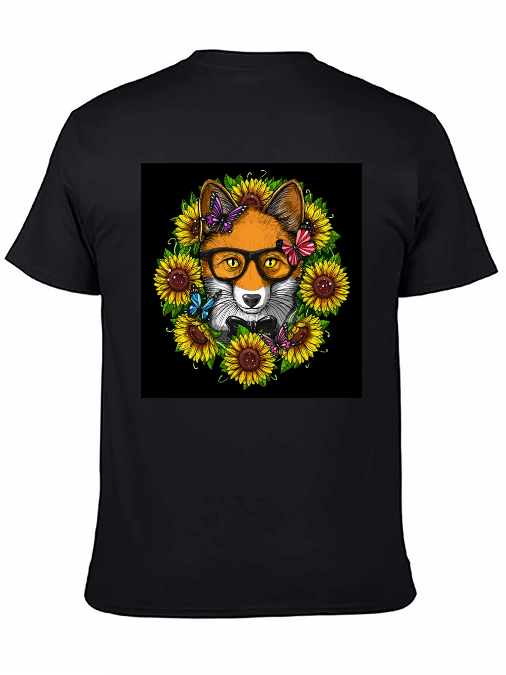 Fox Sunflower T-Shirt - Stylish Animal Graphic Tee