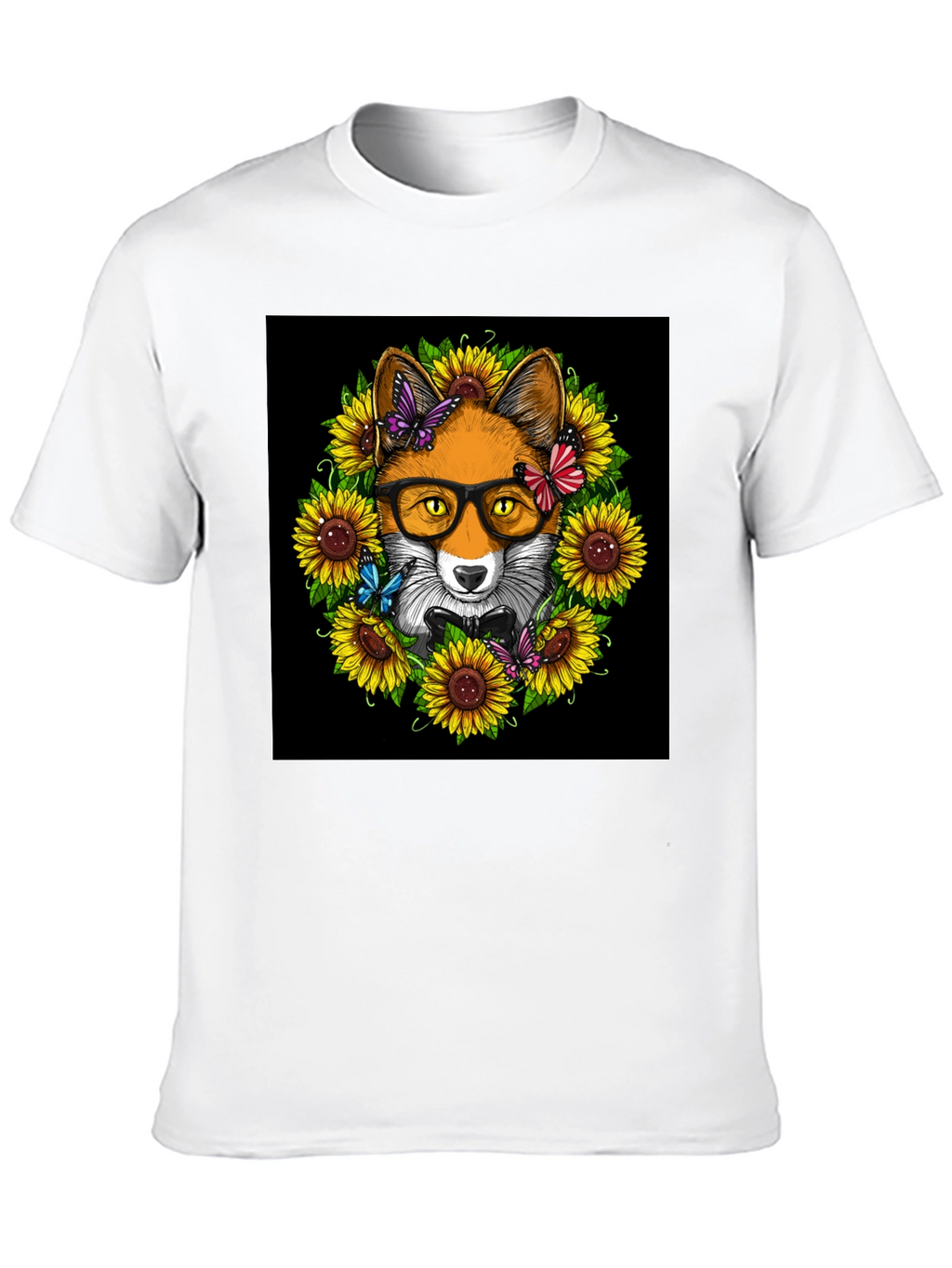 Fox Sunflower T-Shirt - Stylish Animal Graphic Tee