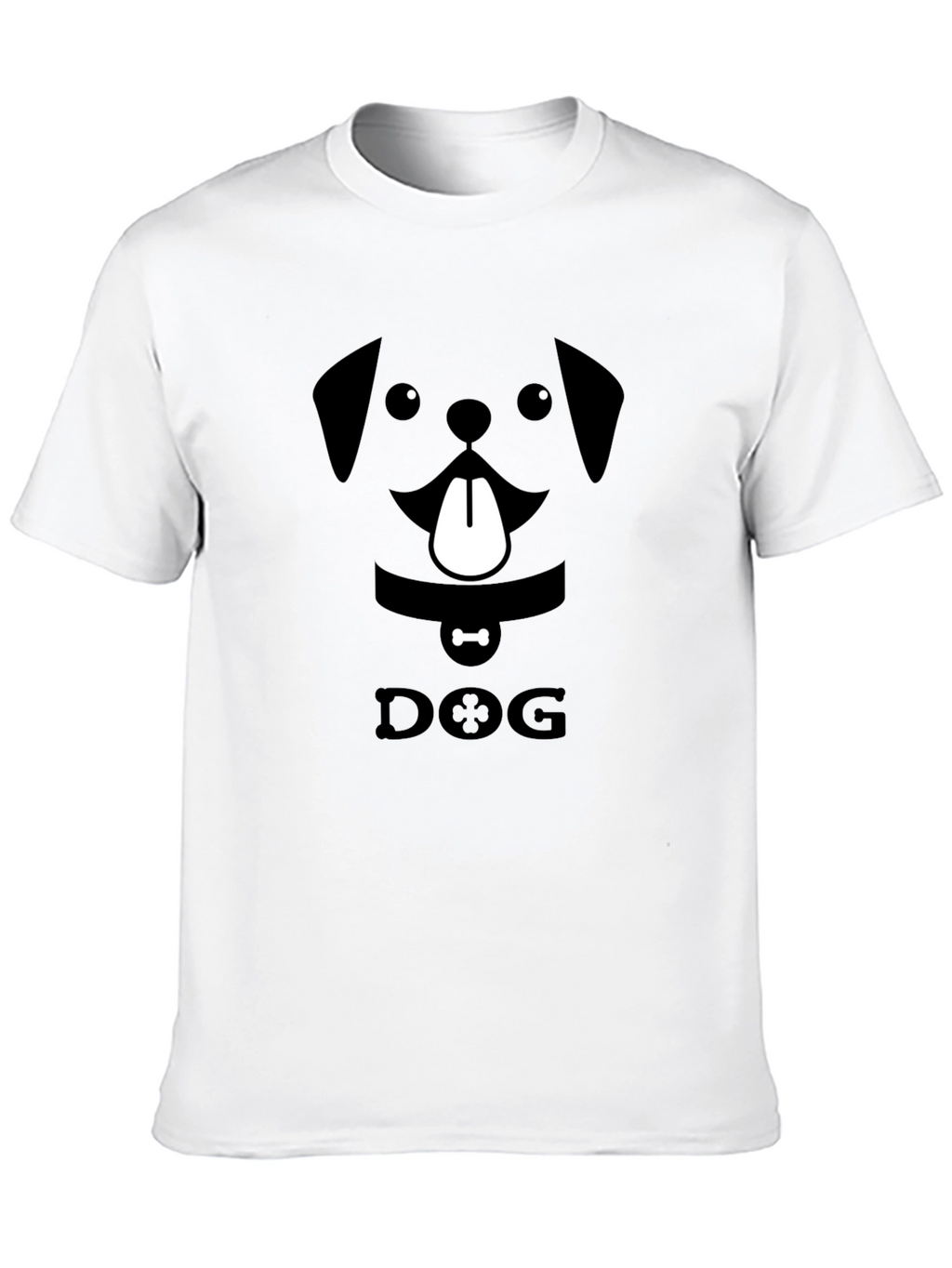 Dog Face Graphic Print Black T-Shirt
