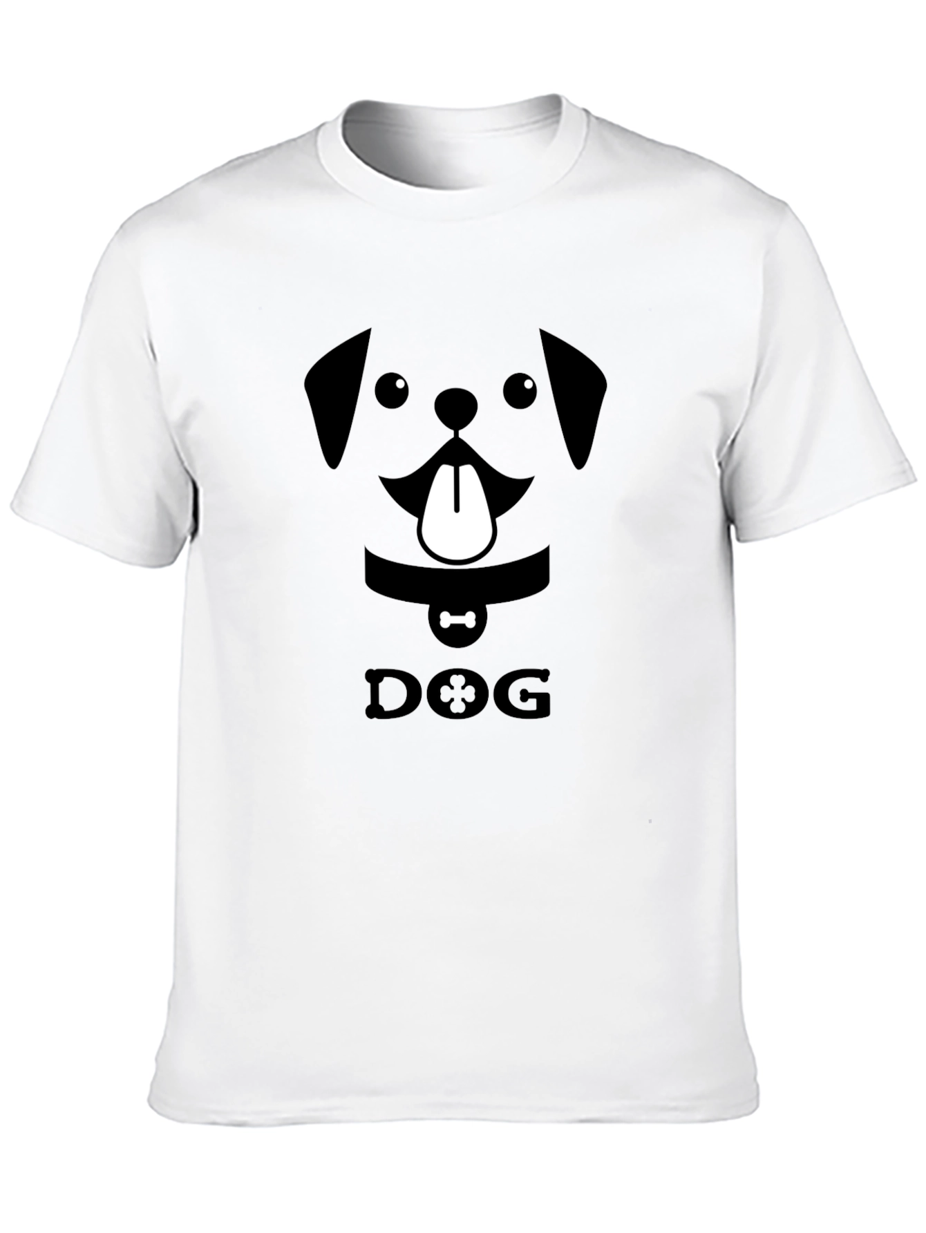 Dog Face Graphic Print Black T-Shirt