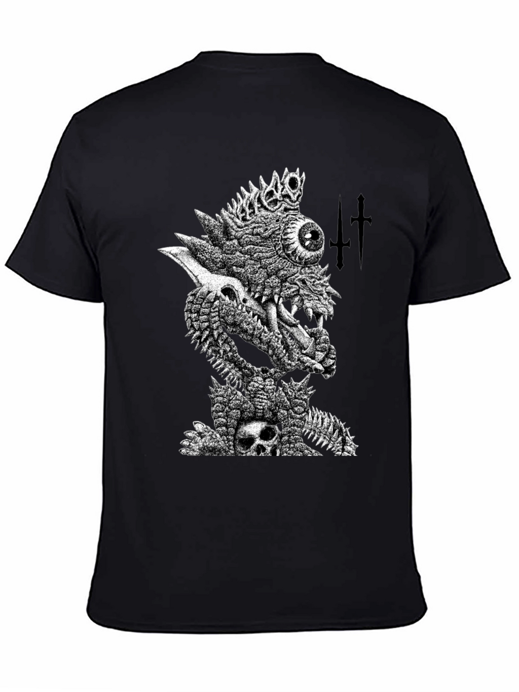 Black T-Shirt with Edgy Monster Graphic