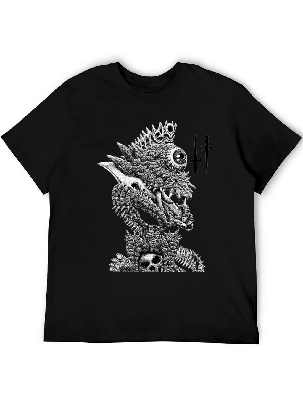 Black T-Shirt with Edgy Monster Graphic