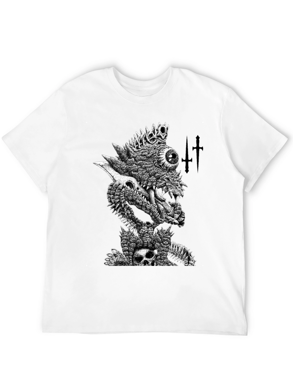 Black T-Shirt with Edgy Monster Graphic