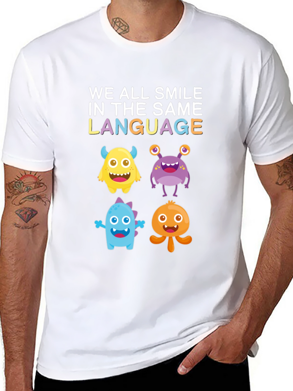 Smile Language T-Shirt: Fun Monster Graphic Tee