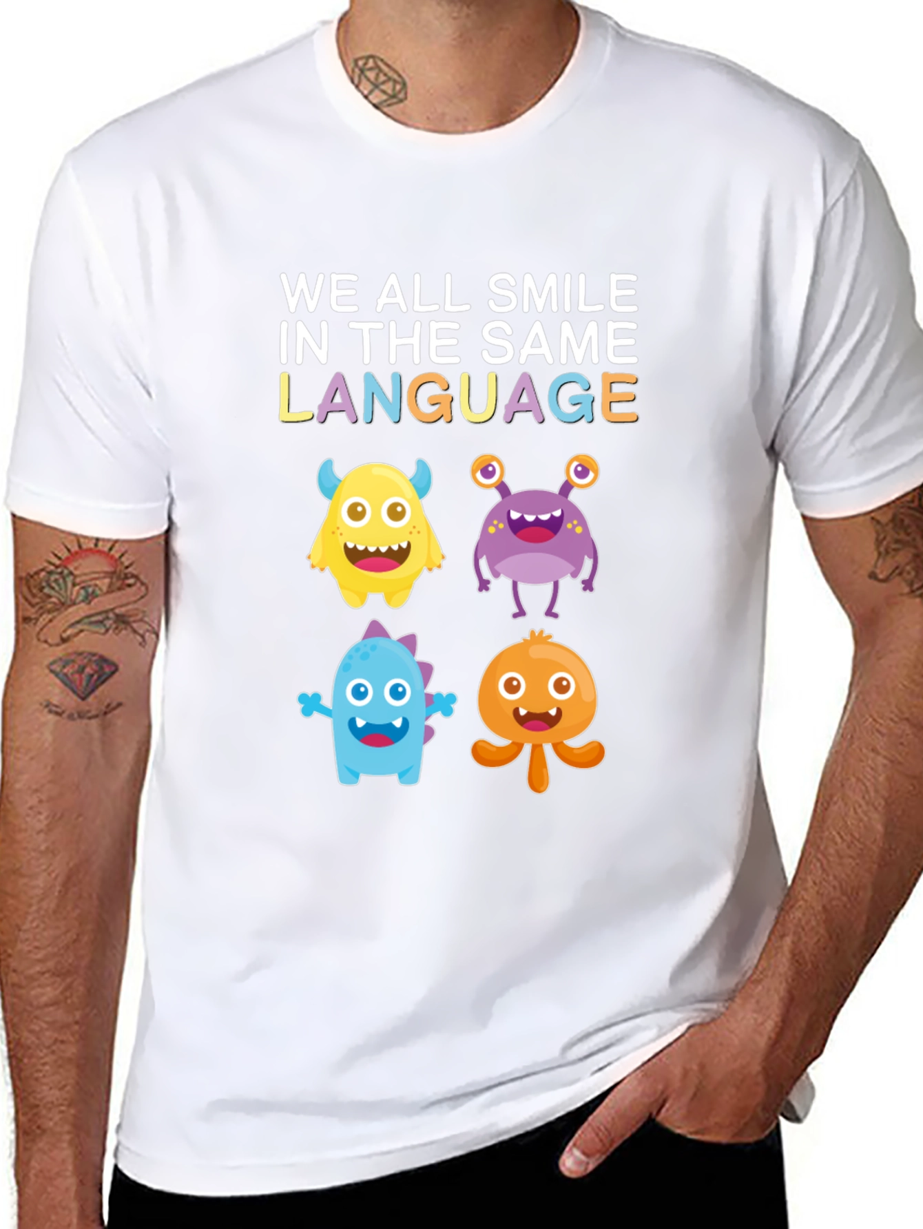 Smile Language T-Shirt: Fun Monster Graphic Tee