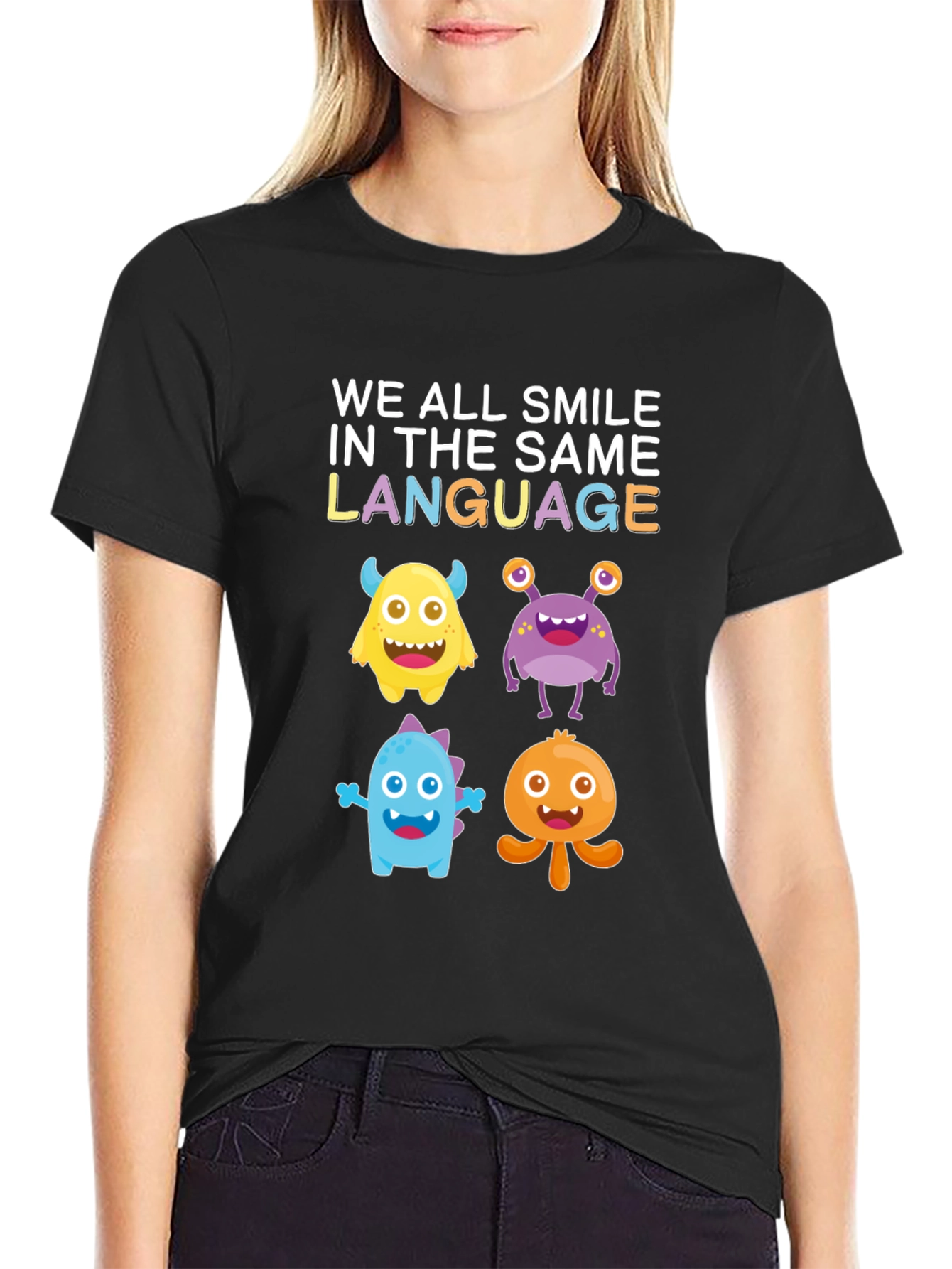 Smile Language T-Shirt: Fun Monster Graphic Tee