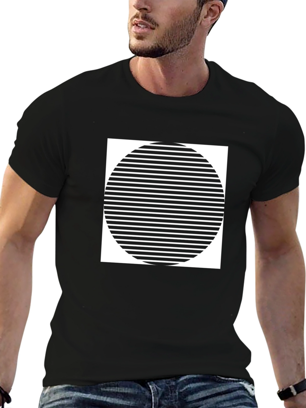 Stripped Circle Graphic Tee - Modern Style