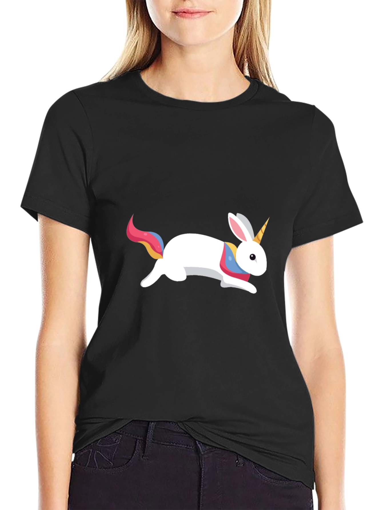 Unicorn Rabbit Graphic Tee - Mens Black T-Shirt