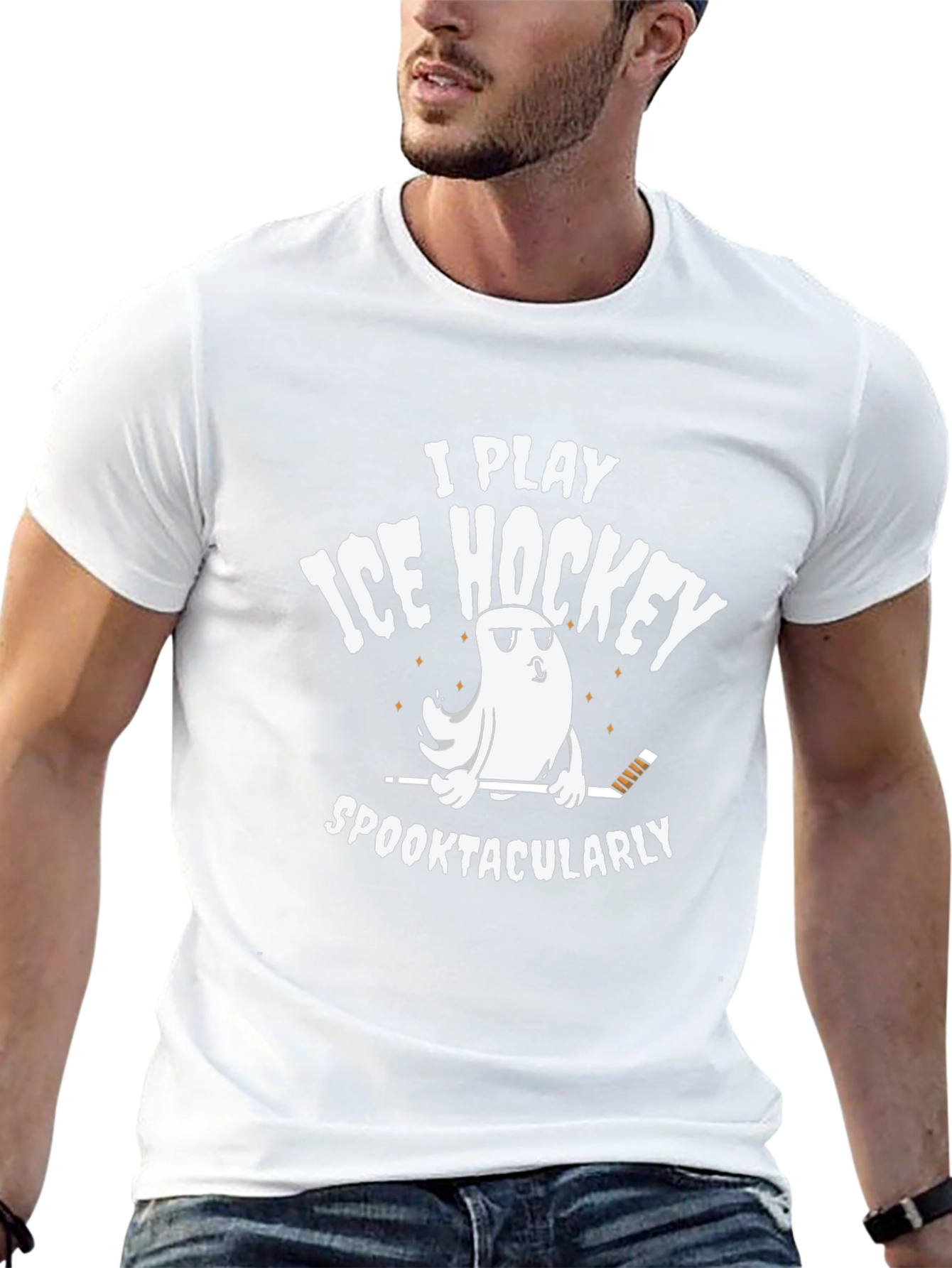 Funny Ice Hockey Ghost T-Shirt - Spooktacular Play