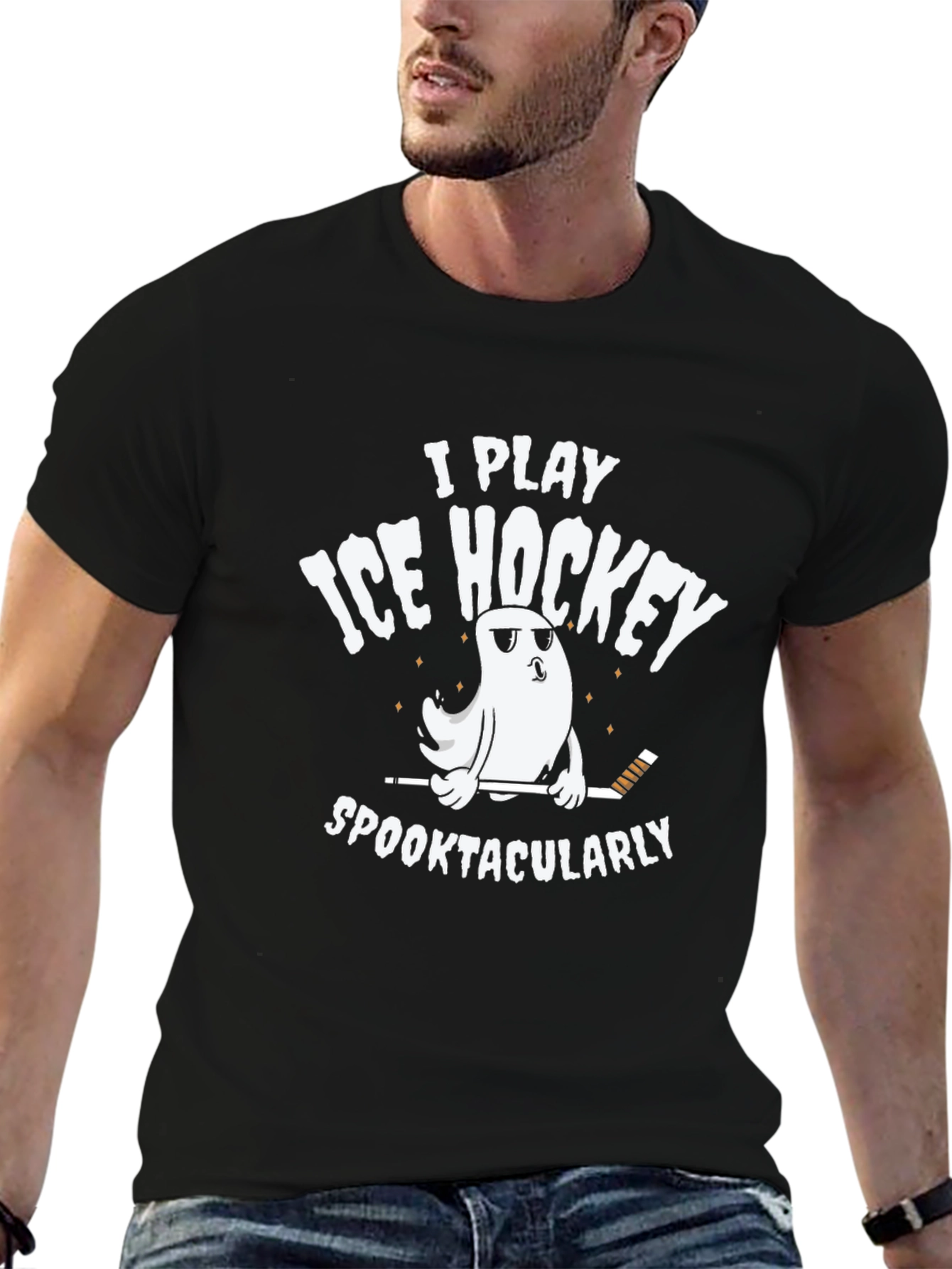Funny Ice Hockey Ghost T-Shirt - Spooktacular Play