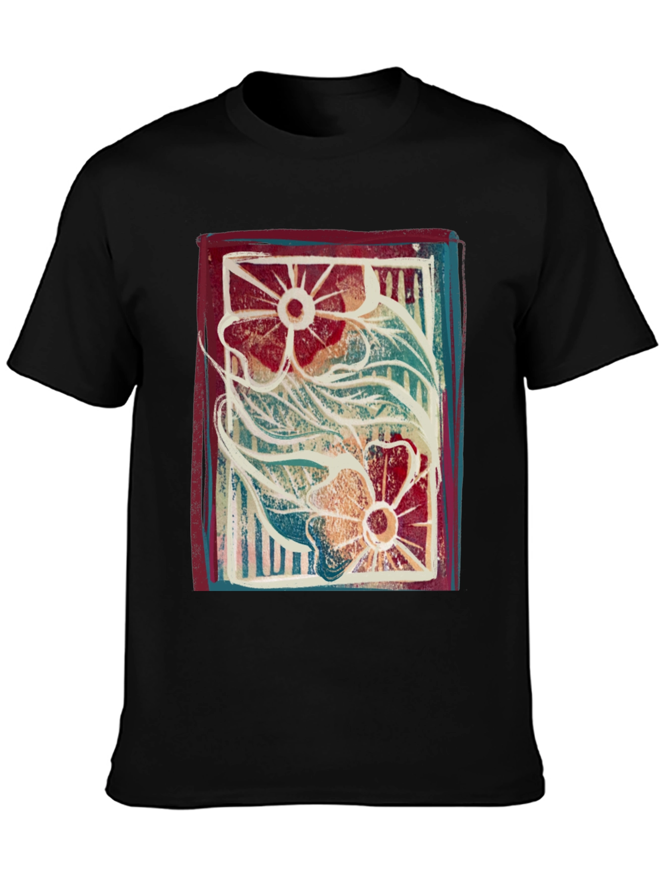 Floral Print Graphic Tee - Artistic Comfort