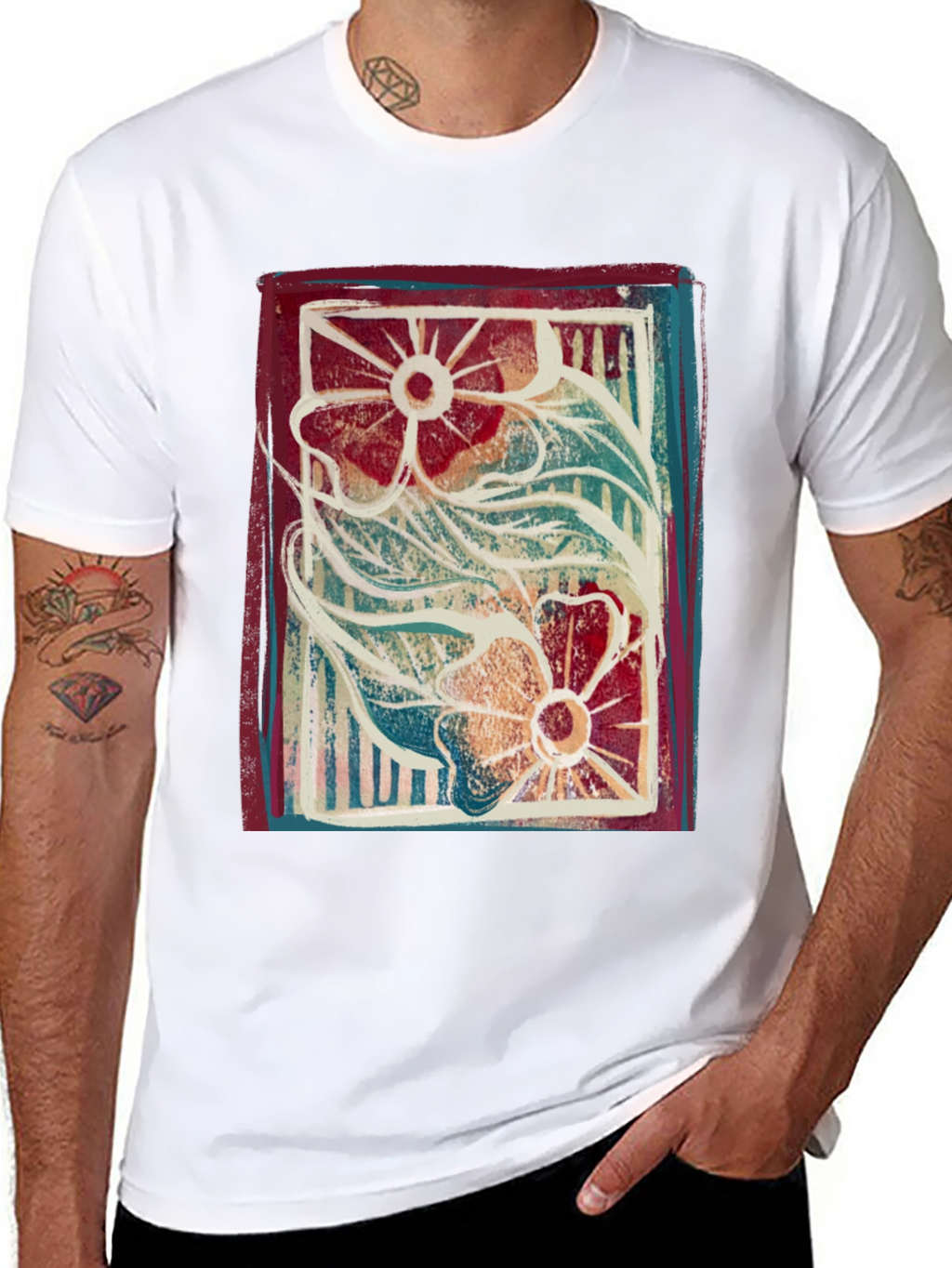 Floral Print Graphic Tee - Artistic Comfort