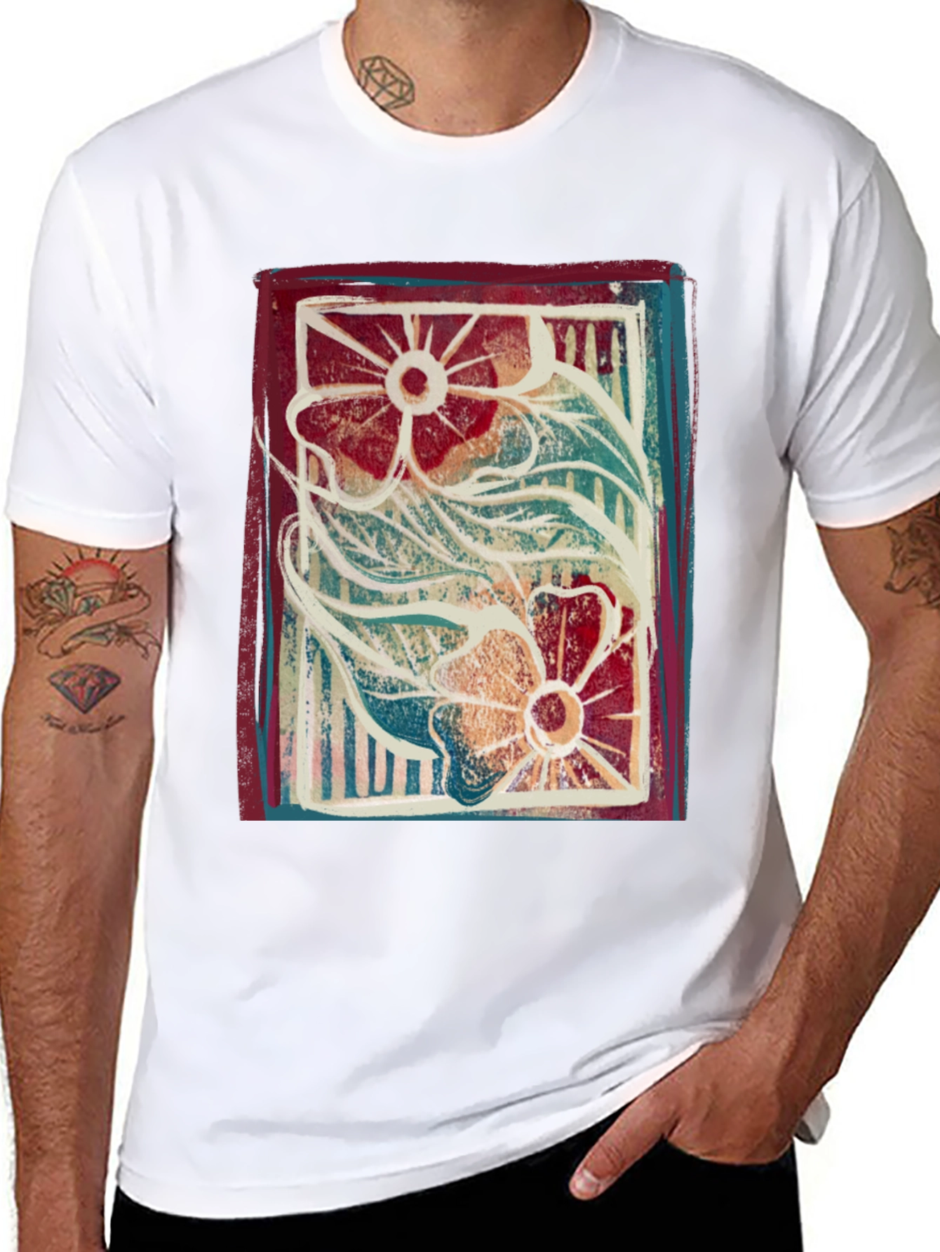 Floral Print Graphic Tee - Artistic Comfort