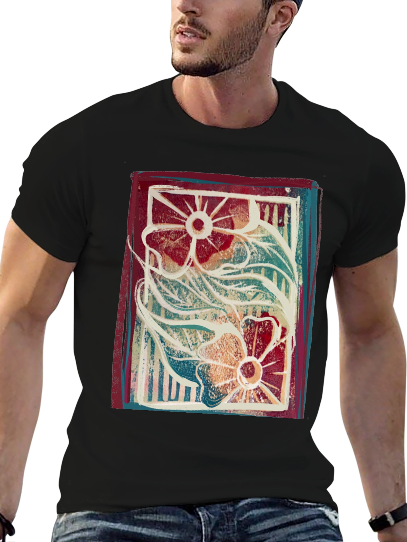 Floral Print Graphic Tee - Artistic Comfort