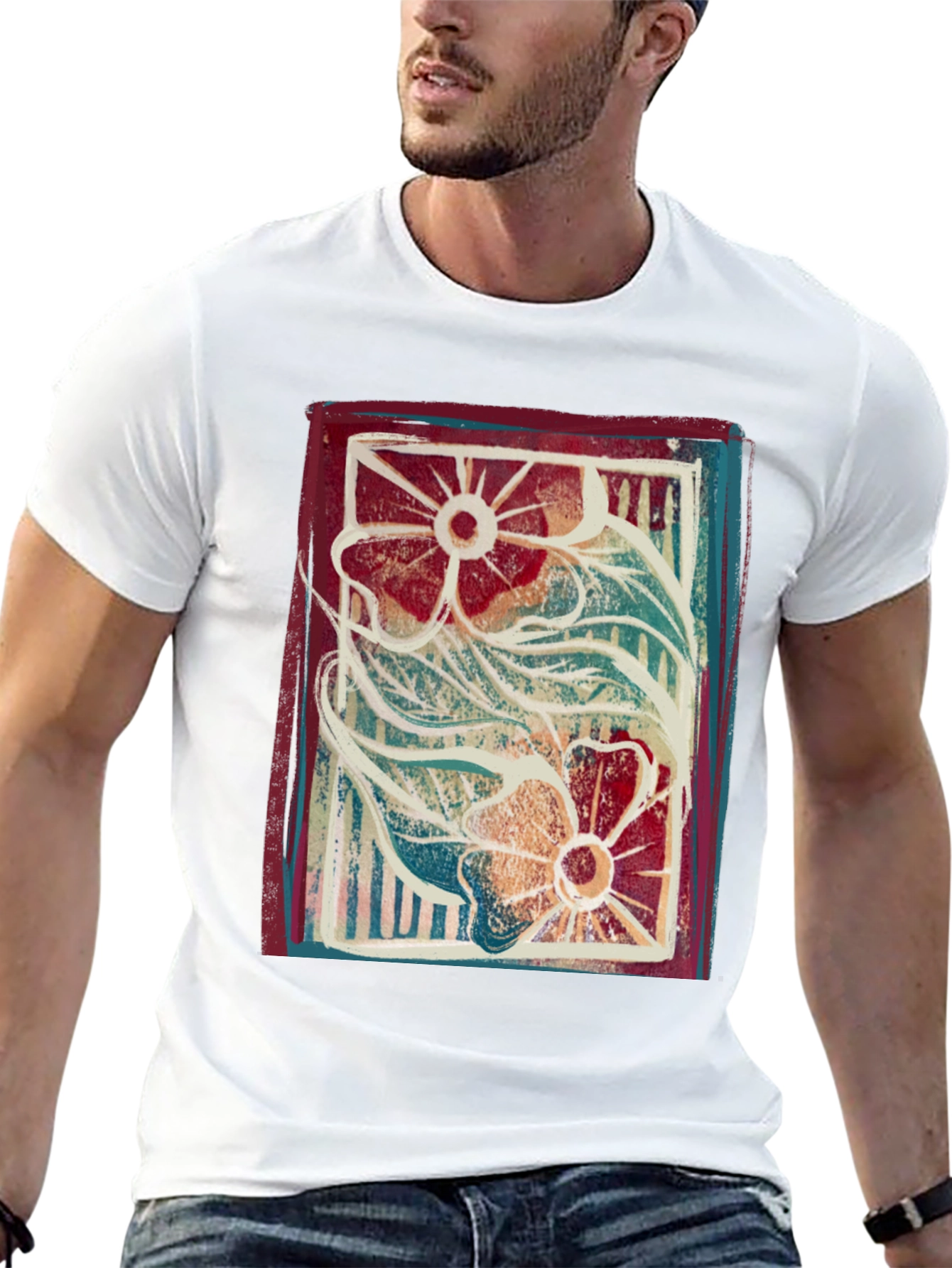 Floral Print Graphic Tee - Artistic Comfort