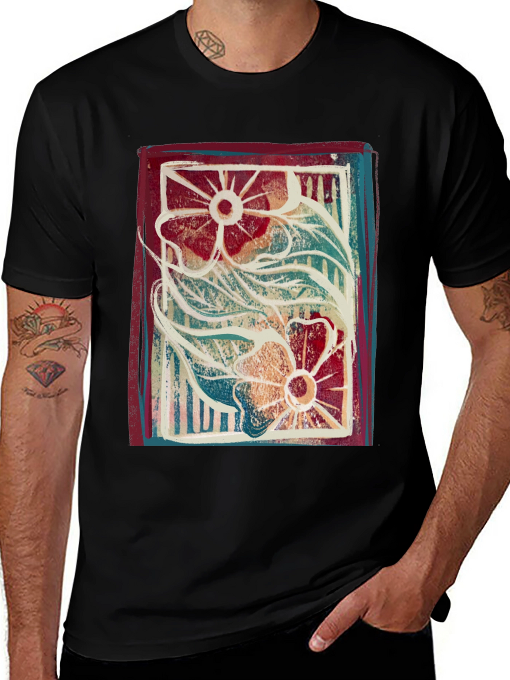 Floral Print Graphic Tee - Artistic Comfort