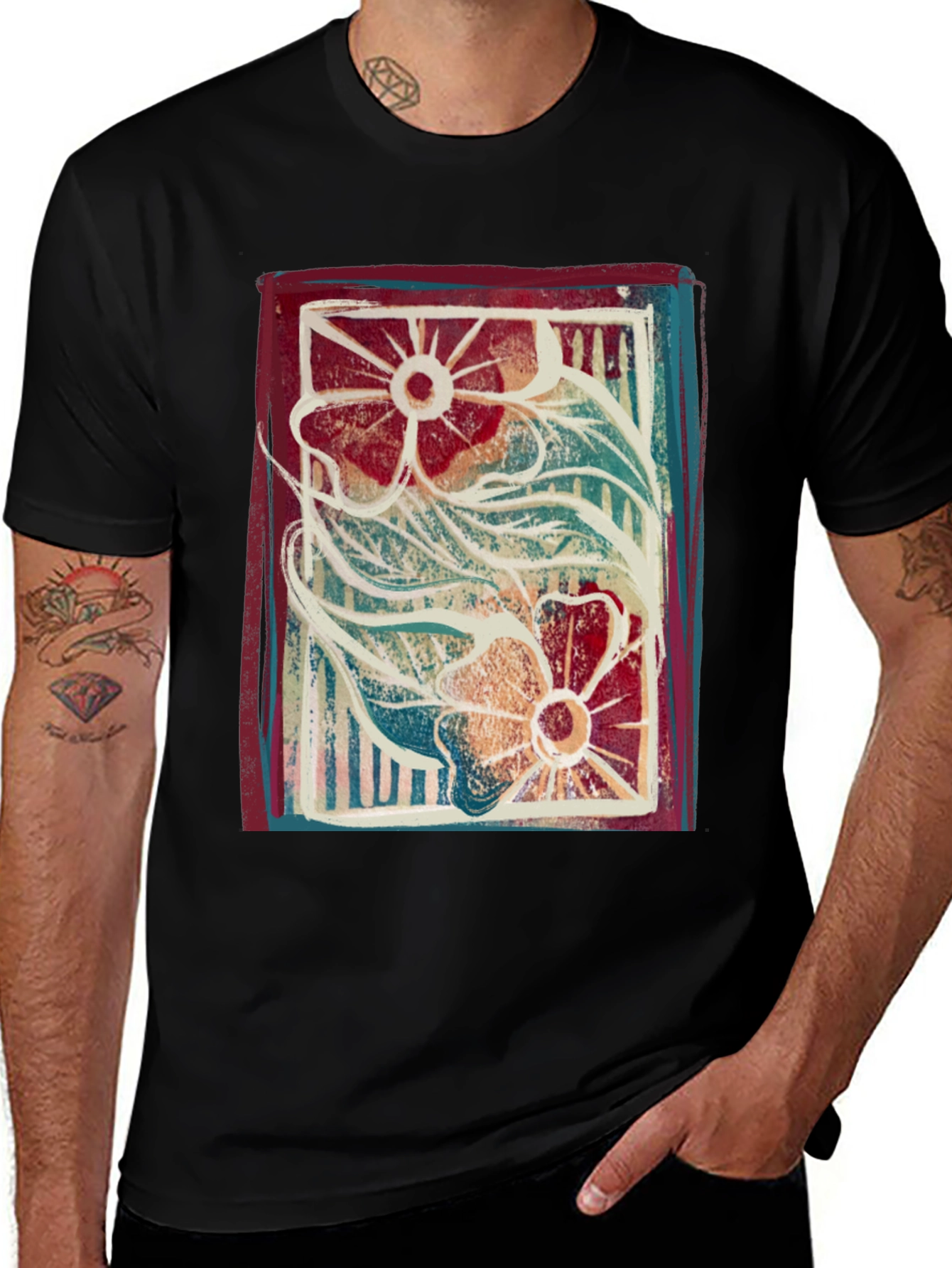 Floral Print Graphic Tee - Artistic Comfort