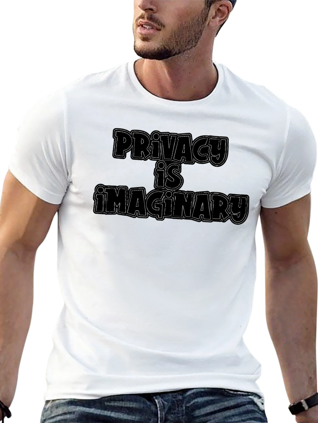 Privacy is Imaginary Graphic Tee - Black Cotton T-Shirt