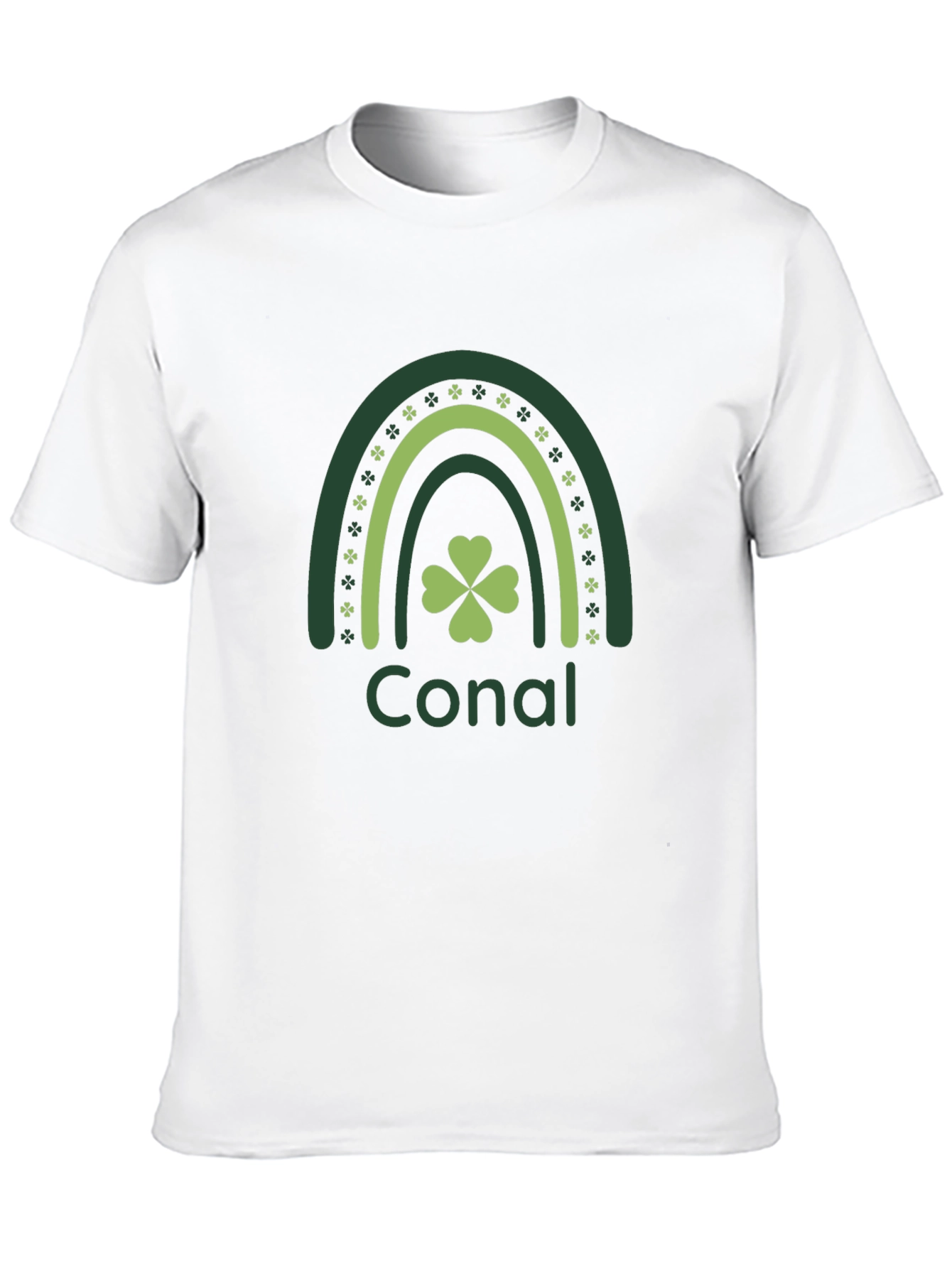 St. Patricks Day Conal Rainbow Clover Black T-Shirt