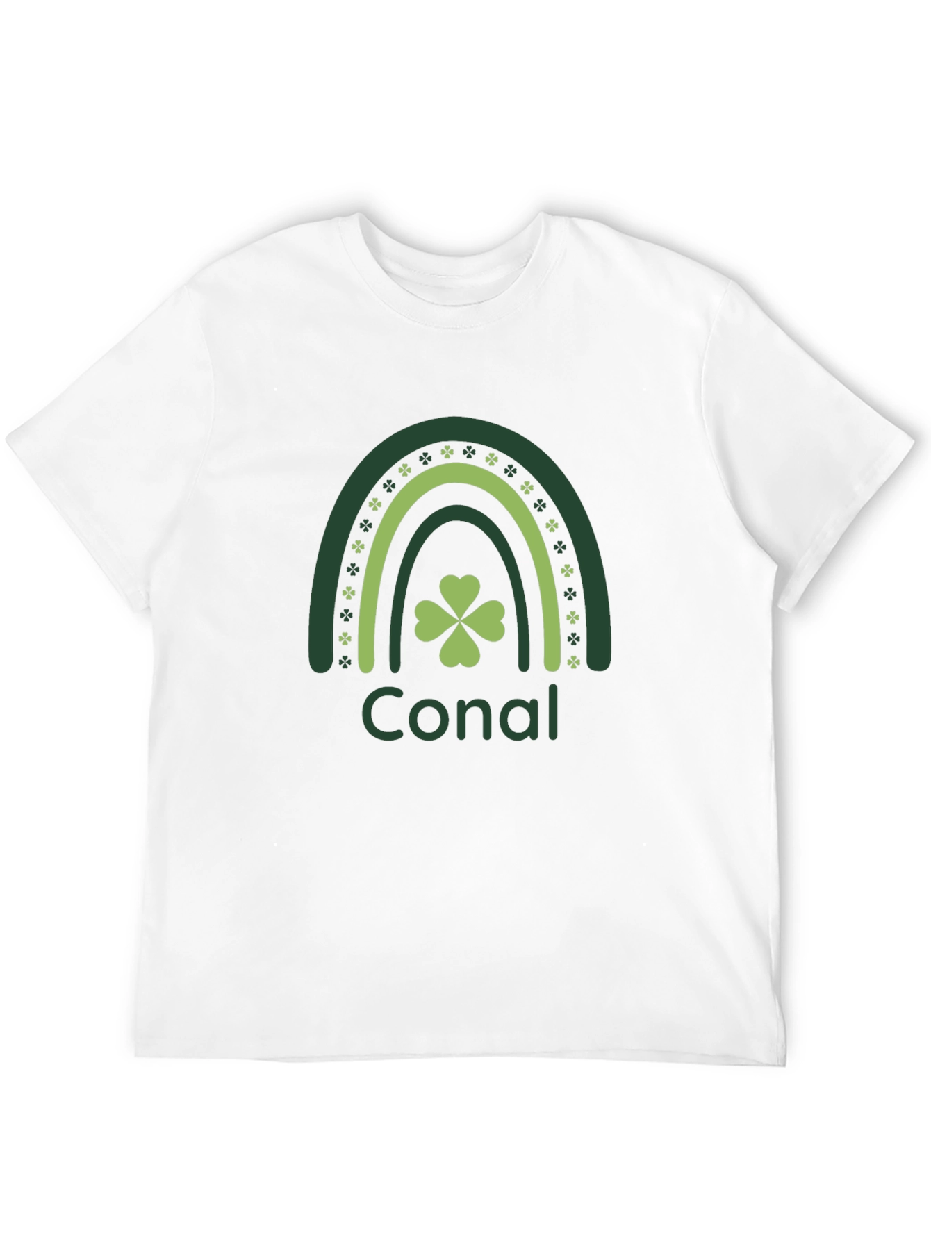 St. Patricks Day Conal Rainbow Clover Black T-Shirt