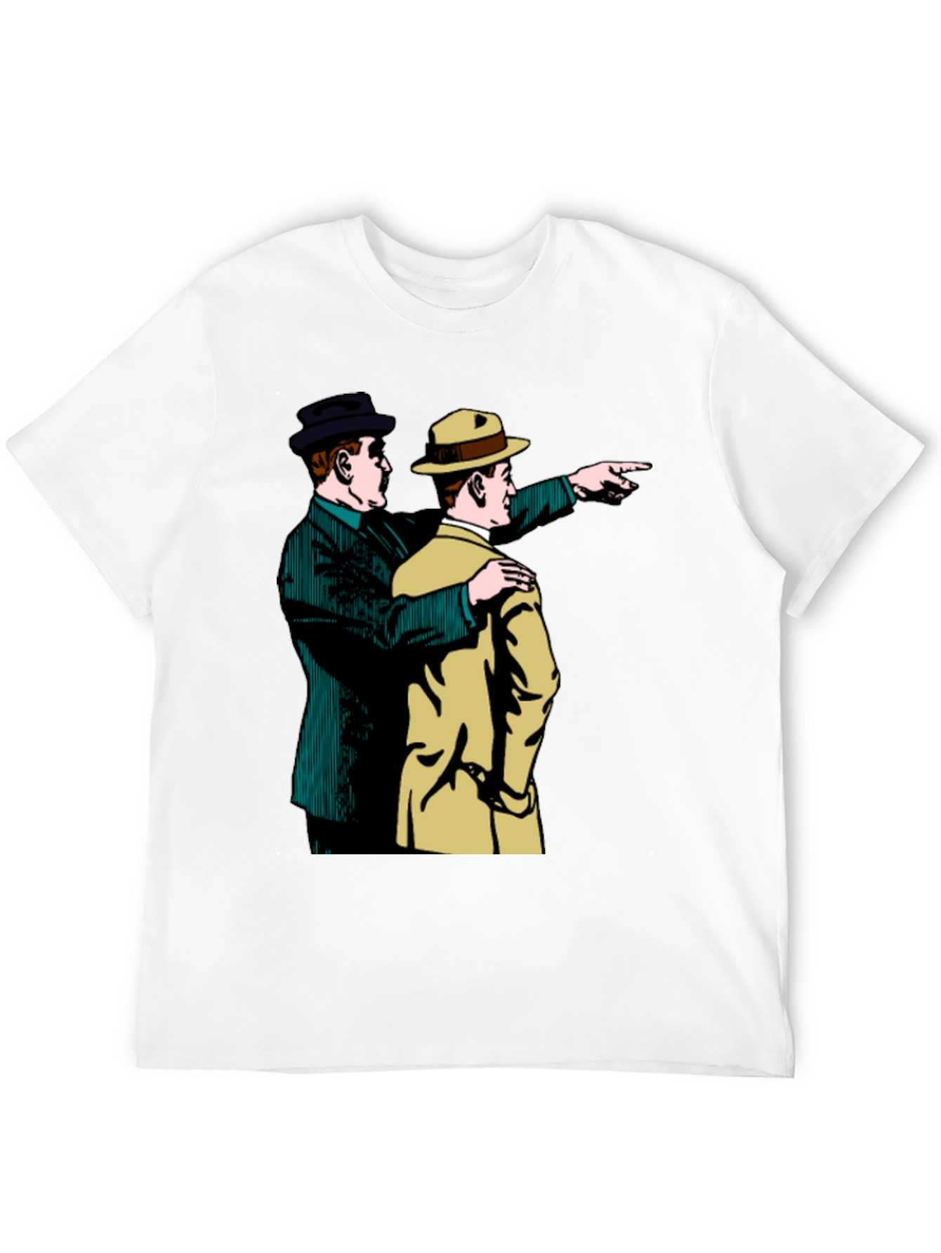 Retro Detective Graphic Tee - Pointing Duo