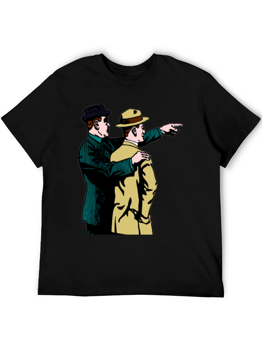 Retro Detective Graphic Tee - Pointing Duo