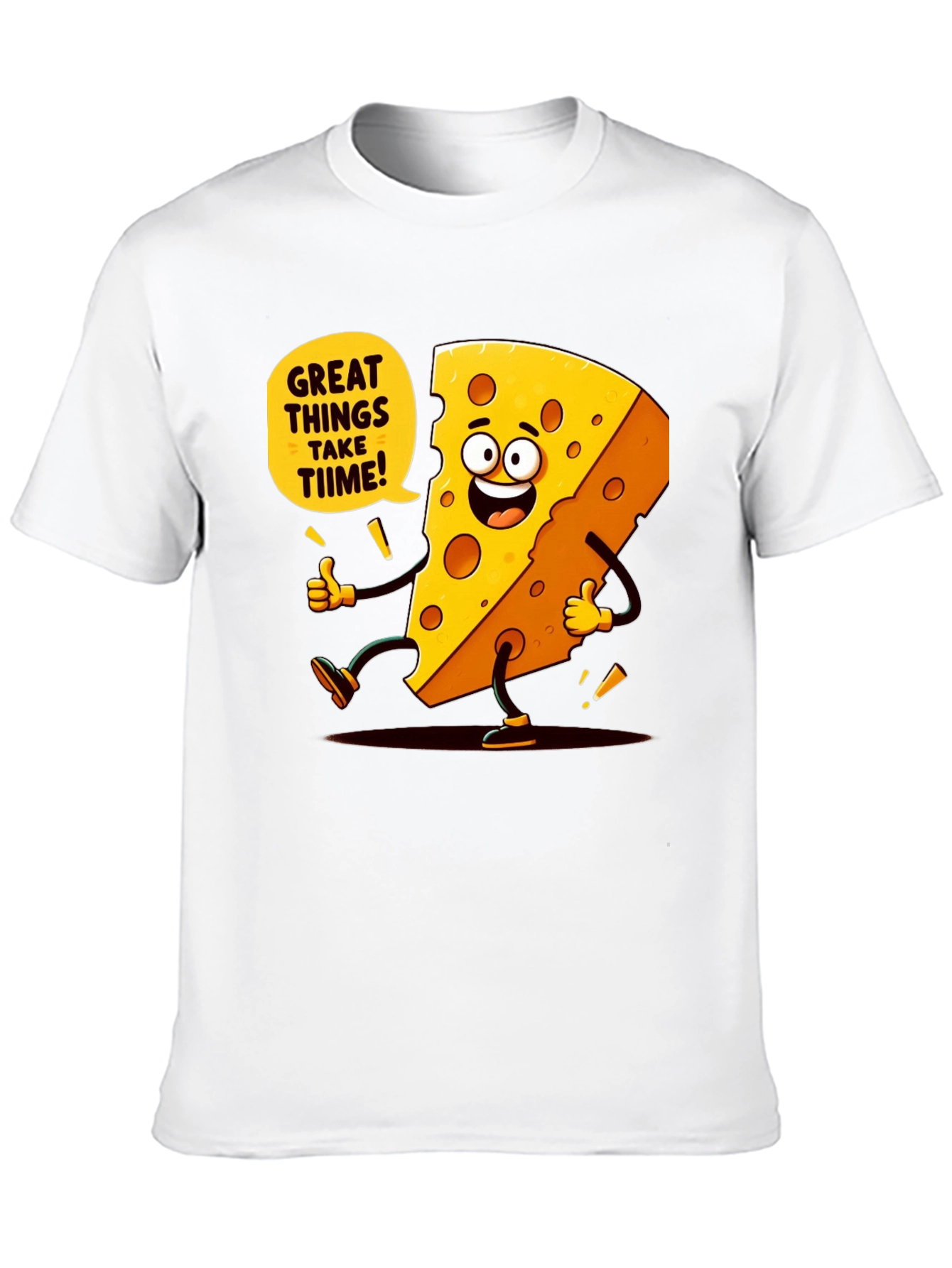 Funny Cheese Cartoon Black T-Shirt