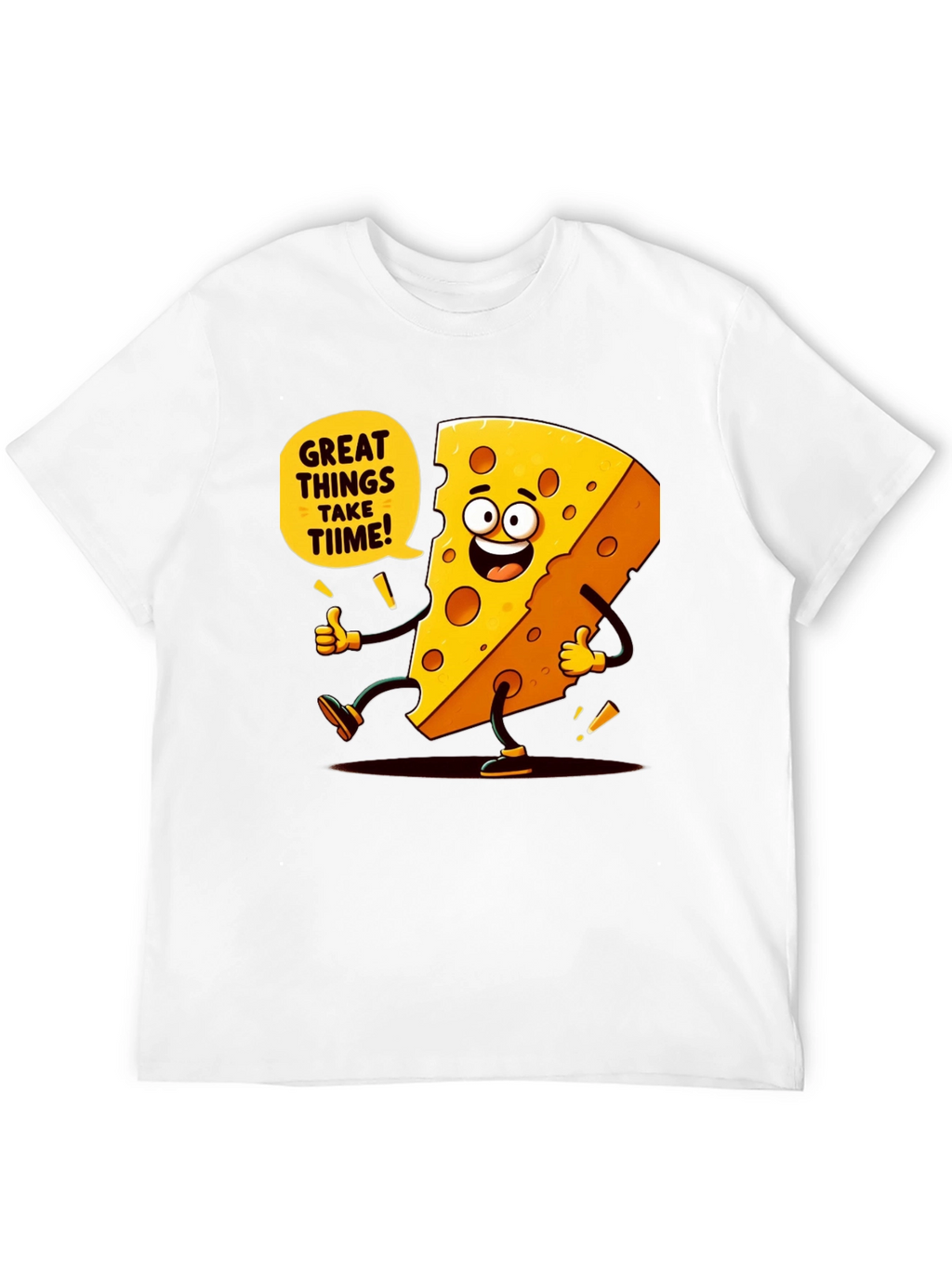 Funny Cheese Cartoon Black T-Shirt