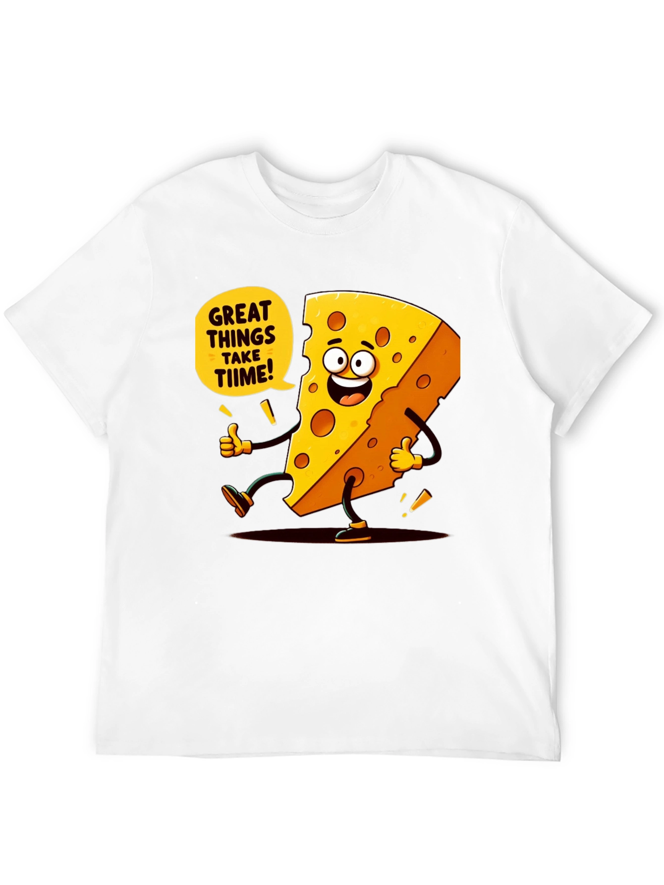 Funny Cheese Cartoon Black T-Shirt