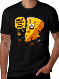Funny Cheese Cartoon Black T-Shirt