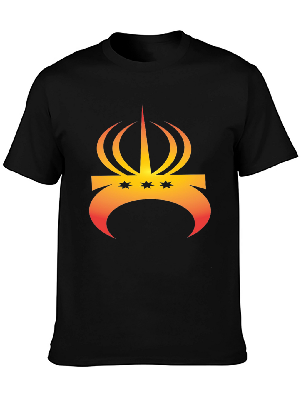 Crown and Stars Graphic Tee - Trendy Black T-Shirt