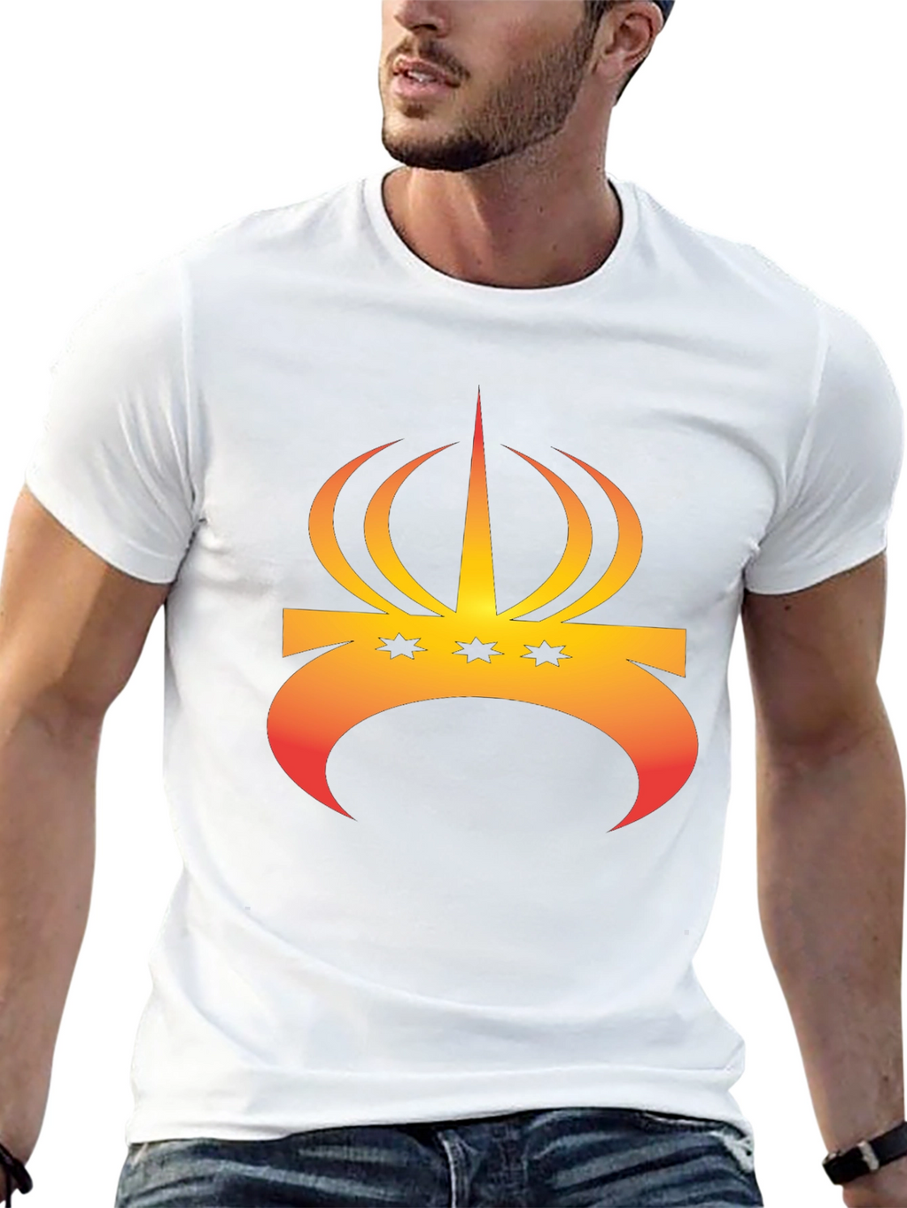 Crown and Stars Graphic Tee - Trendy Black T-Shirt