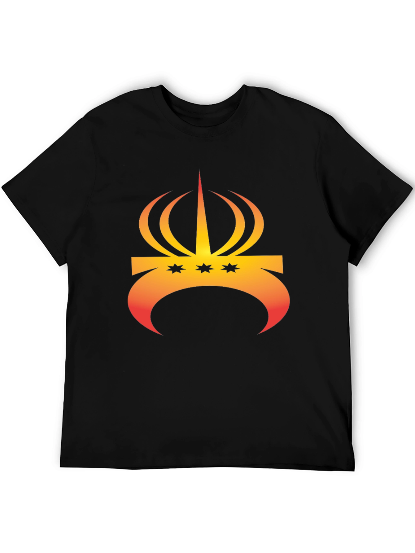 Crown and Stars Graphic Tee - Trendy Black T-Shirt