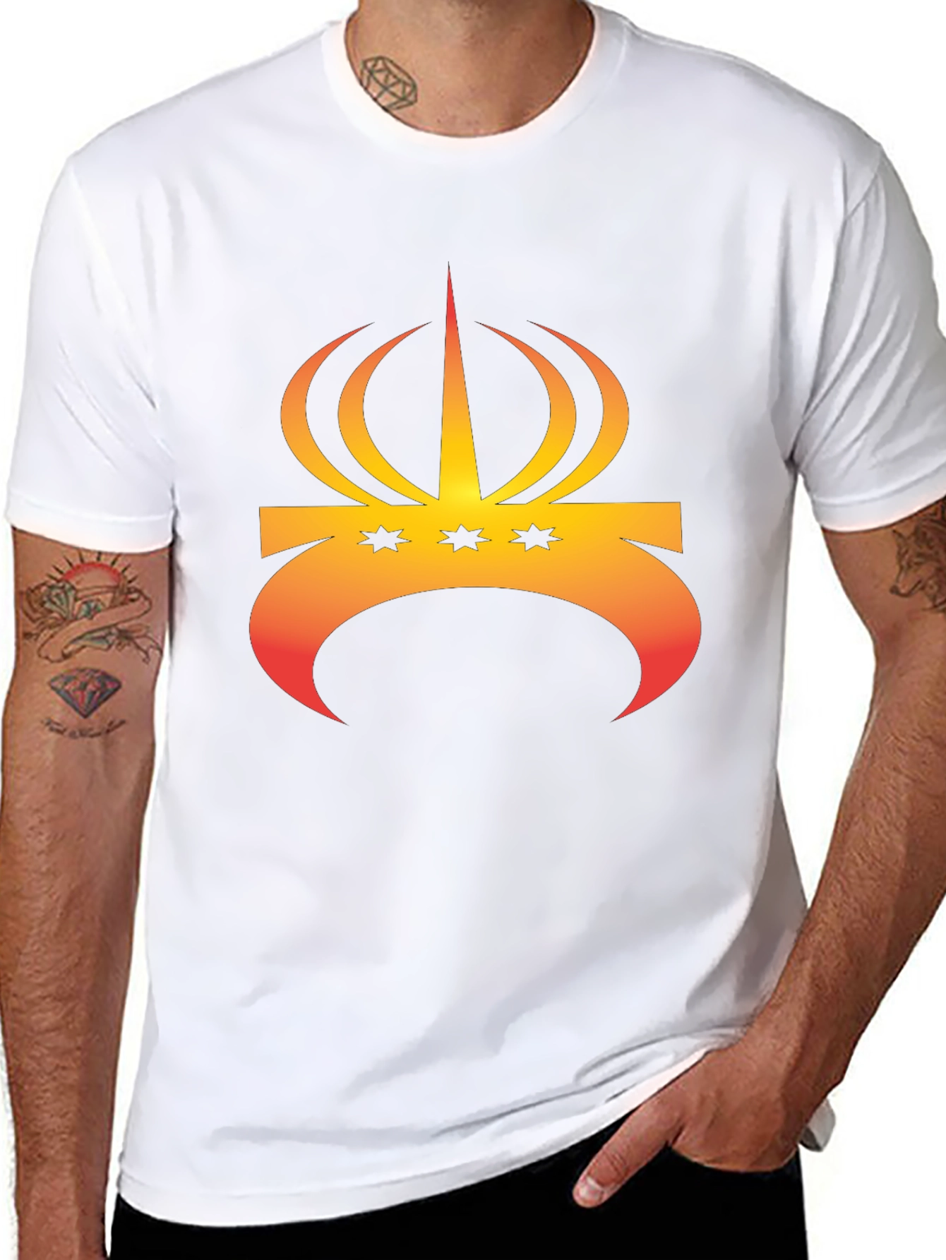 Crown and Stars Graphic Tee - Trendy Black T-Shirt