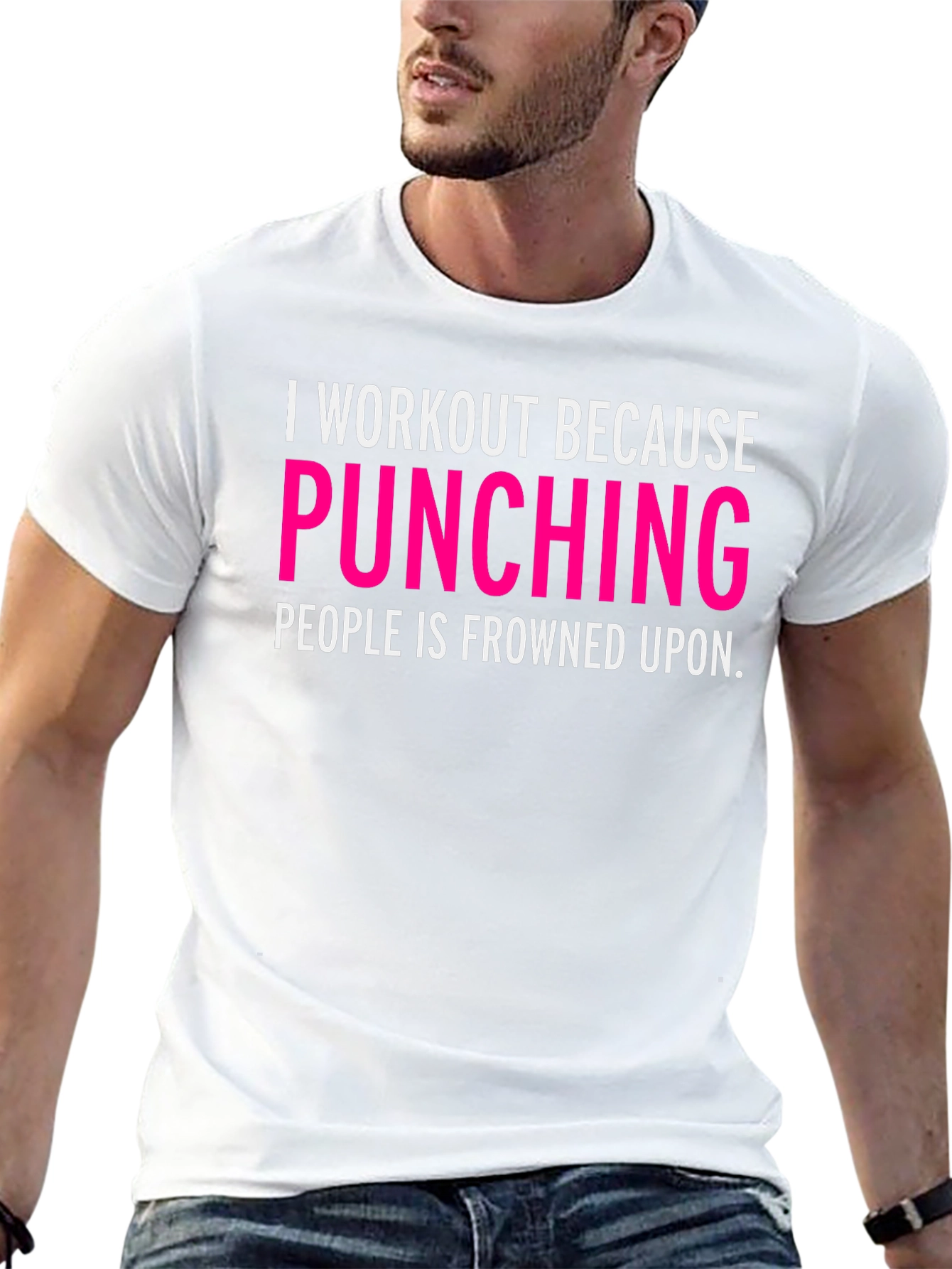 Workout Humor Tee - Punching People is Frowned Upon