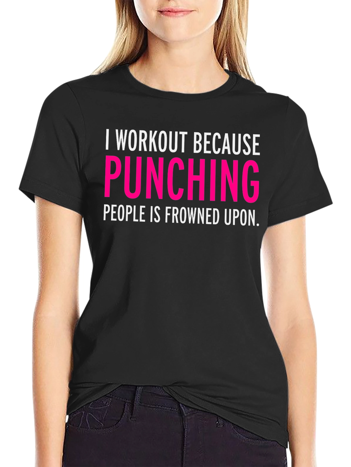 Workout Humor Tee - Punching People is Frowned Upon
