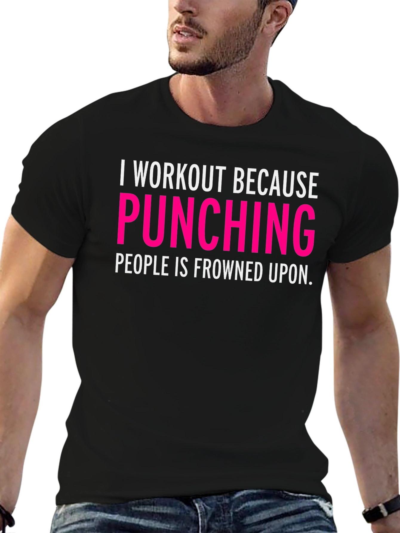 Workout Humor Tee - Punching People is Frowned Upon