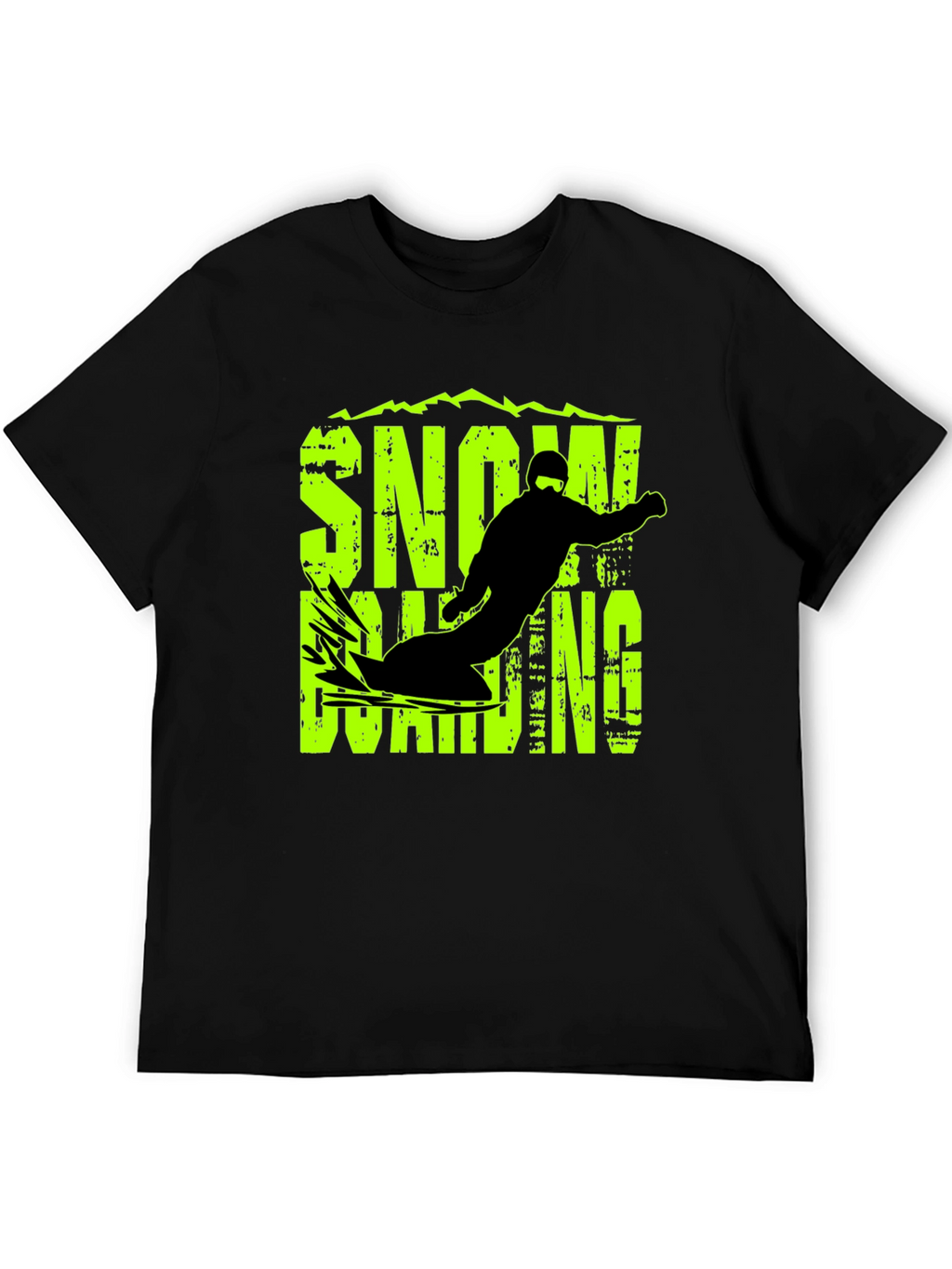 Snowboarding Graphic Print Black T-Shirt