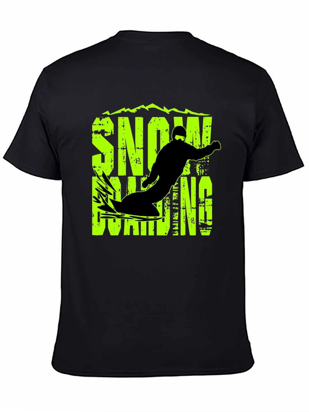 Snowboarding Graphic Print Black T-Shirt