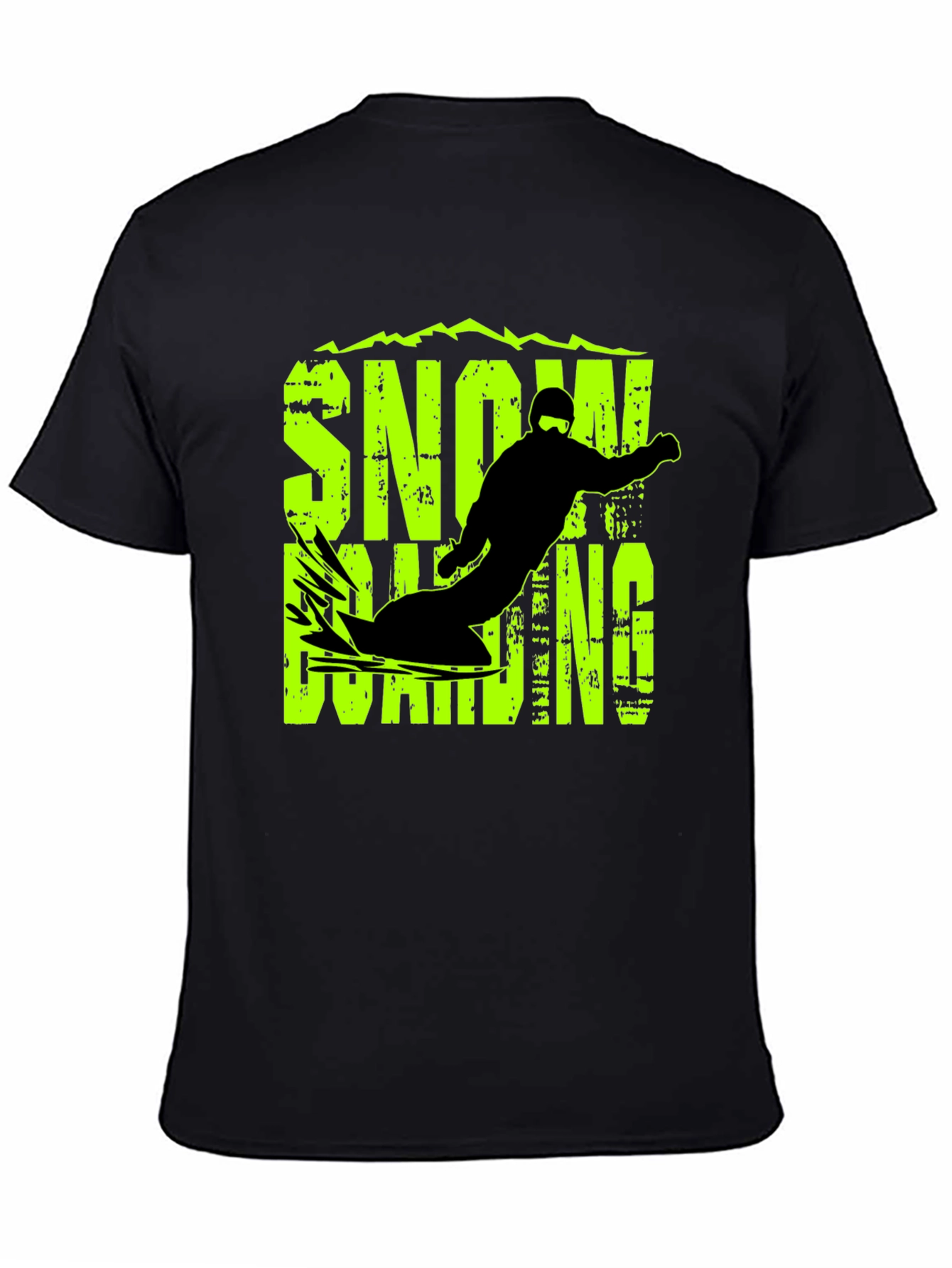 Snowboarding Graphic Print Black T-Shirt