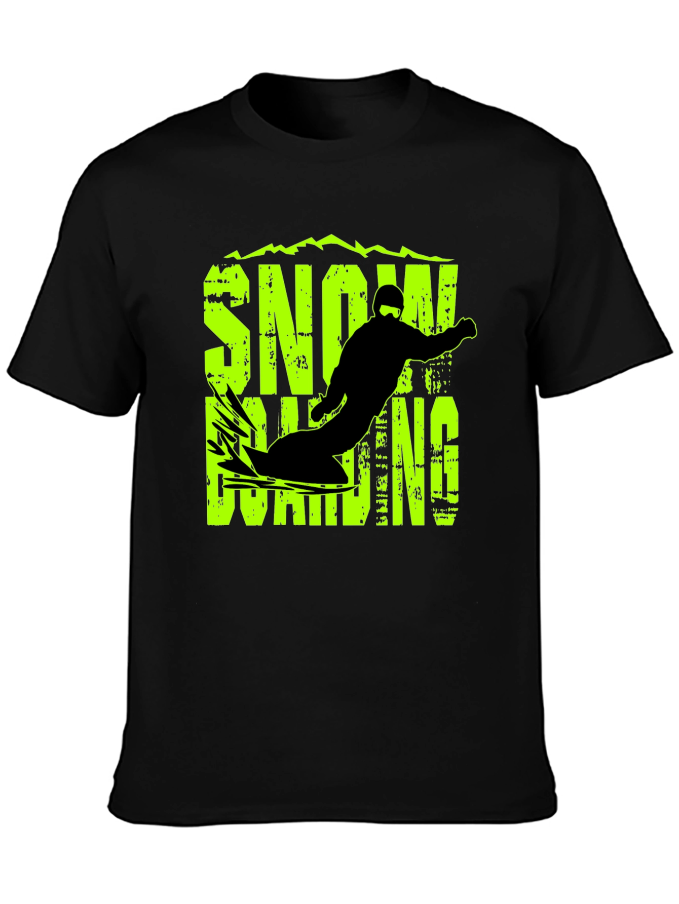 Snowboarding Graphic Print Black T-Shirt