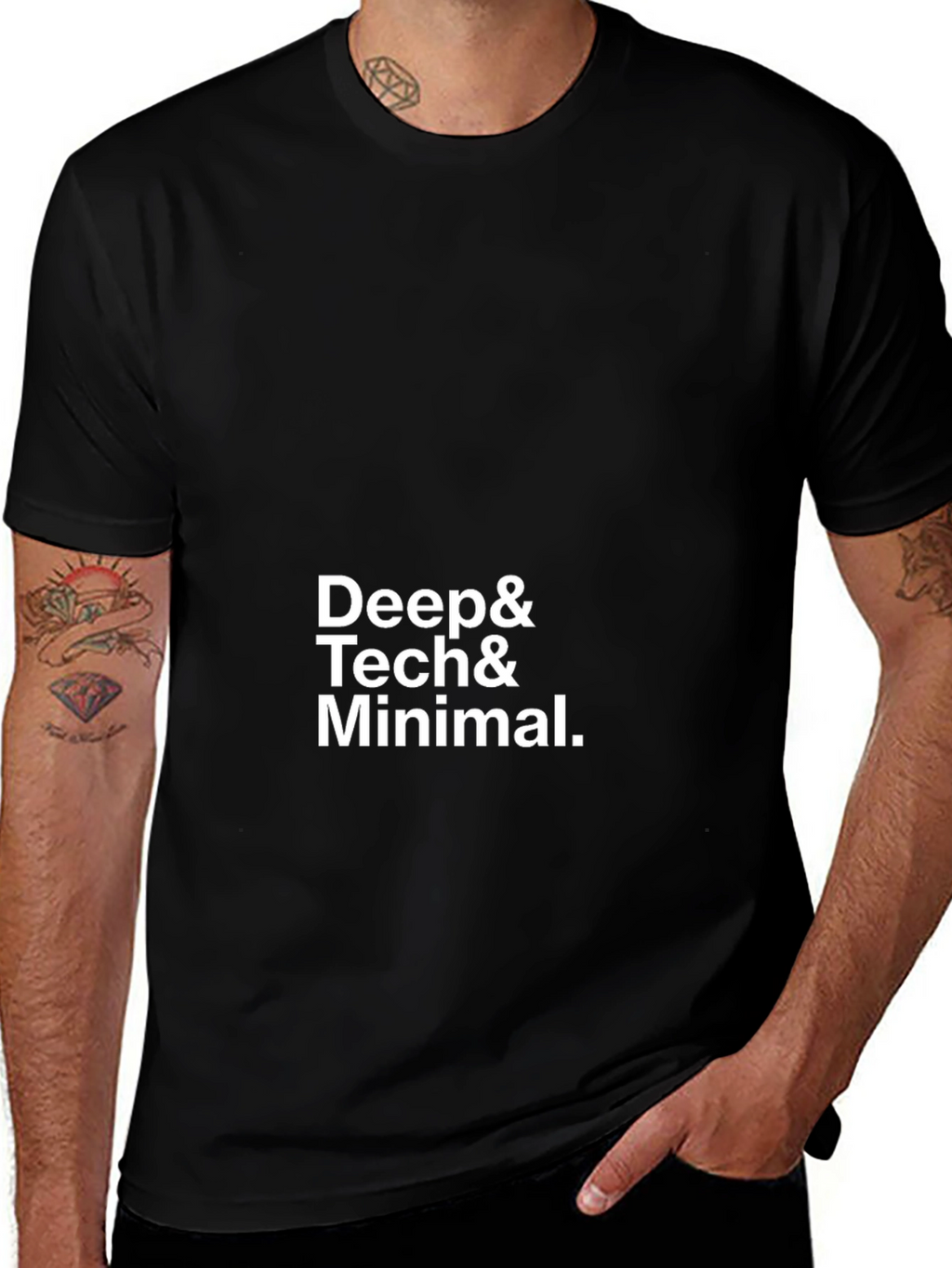 Deep Tech & Minimal Black T-Shirt