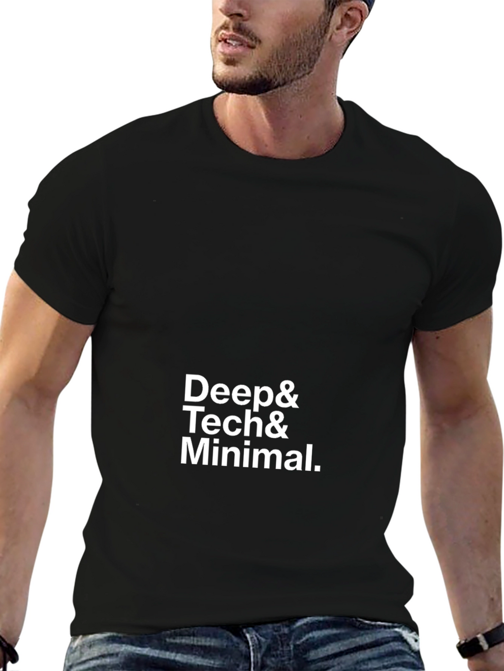 Deep Tech & Minimal Black T-Shirt
