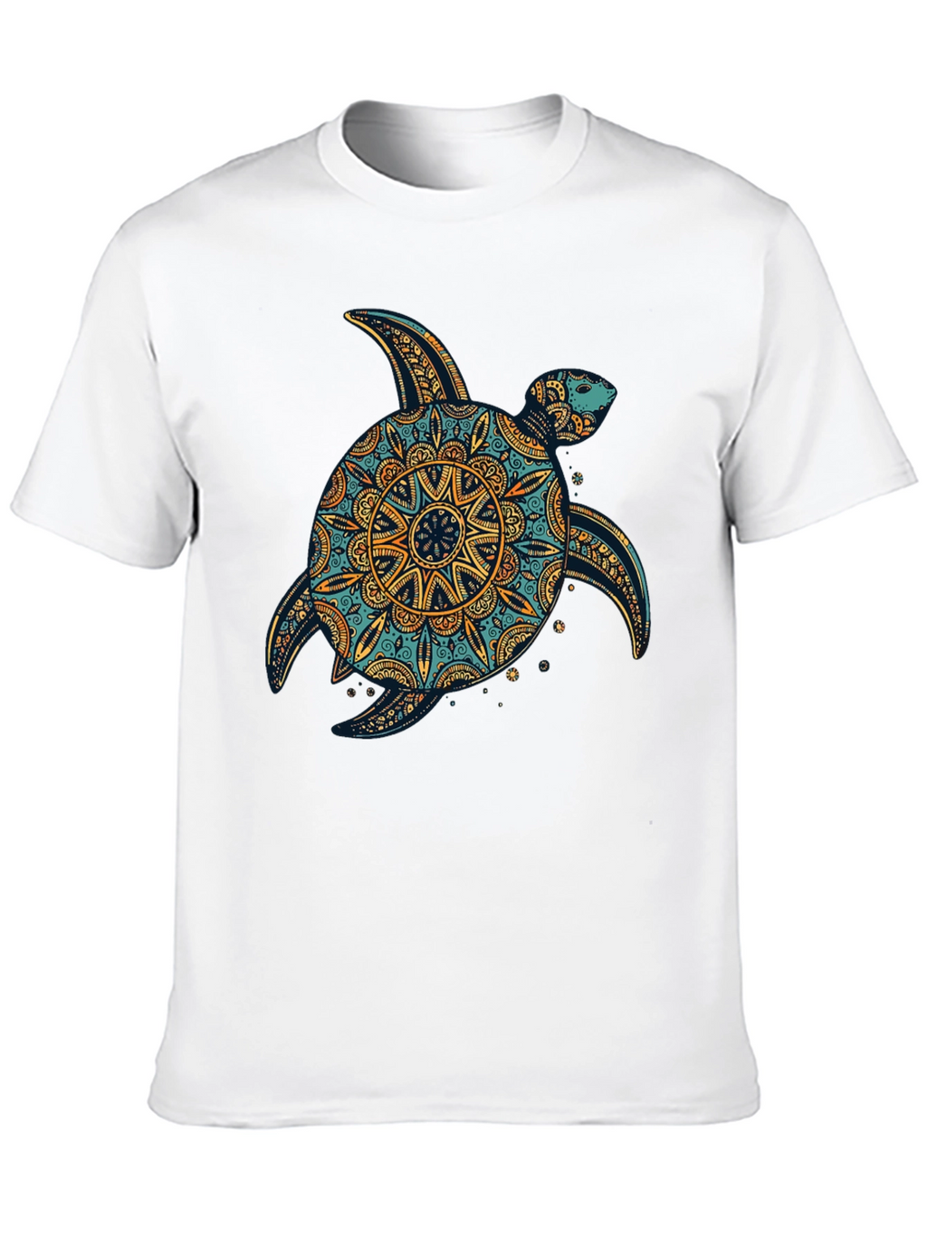 Turtle Mandala Print Black T-Shirt