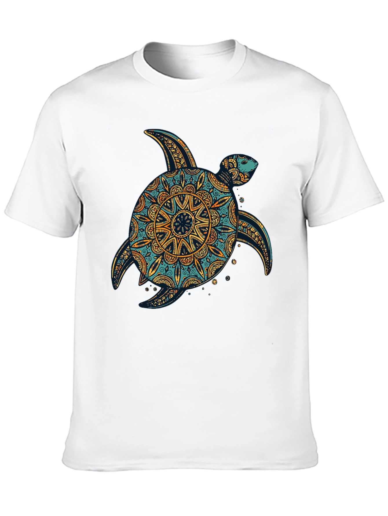Turtle Mandala Print Black T-Shirt