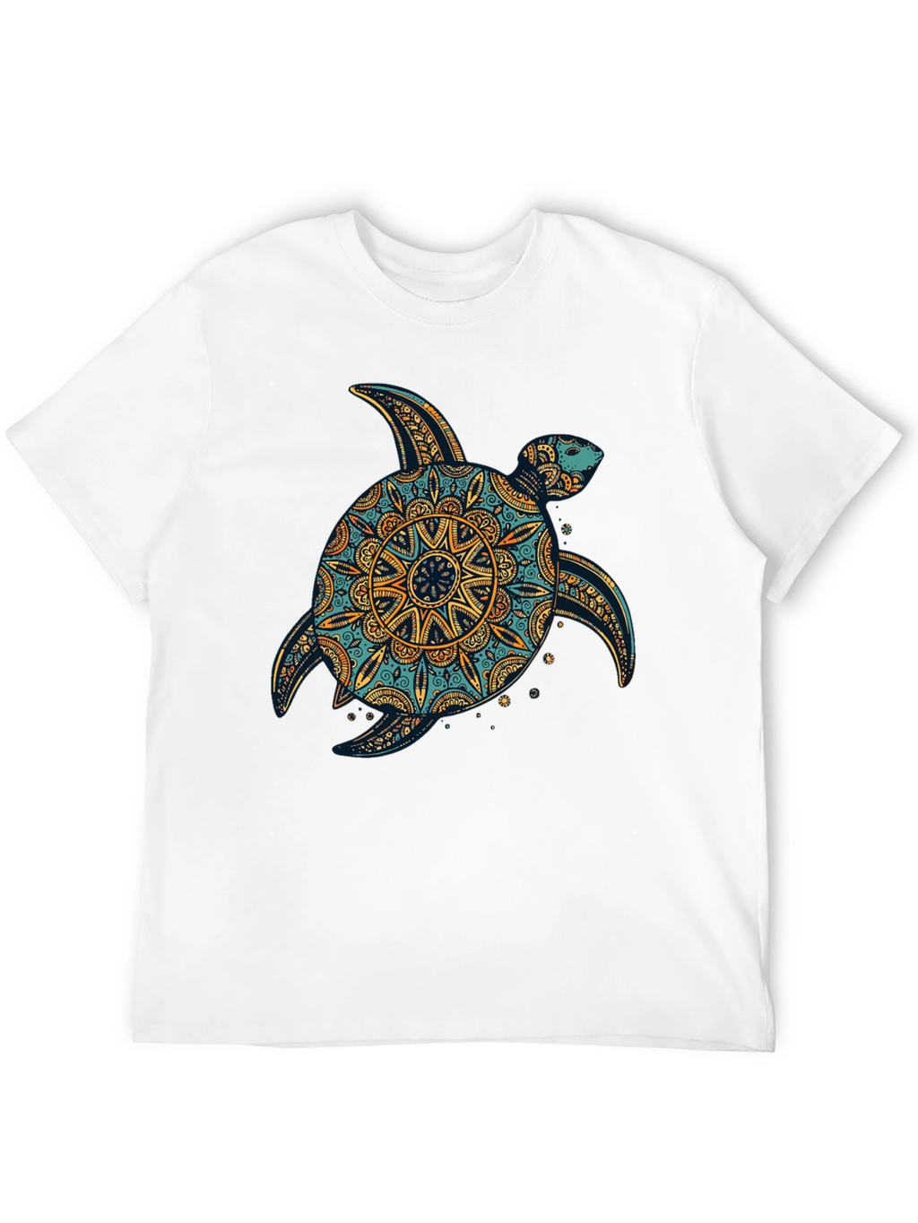 Turtle Mandala Print Black T-Shirt